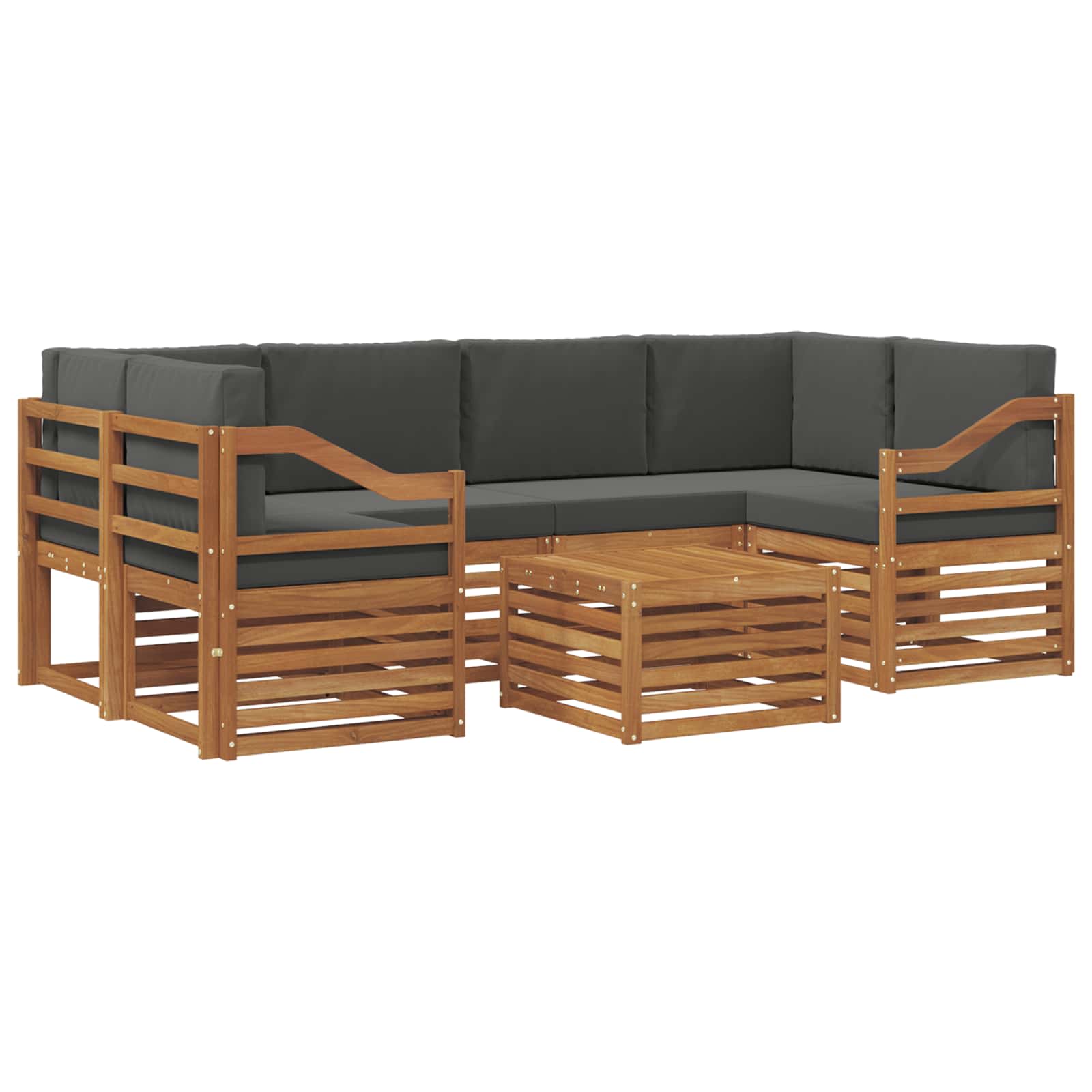 Outdoor-Sofagarnitur 7 stk. Natur und Anthrazit