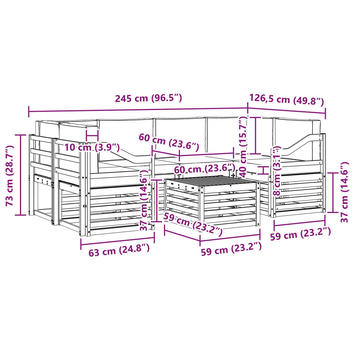 Outdoor-Sofagarnitur 7 stk. Natur und Anthrazit