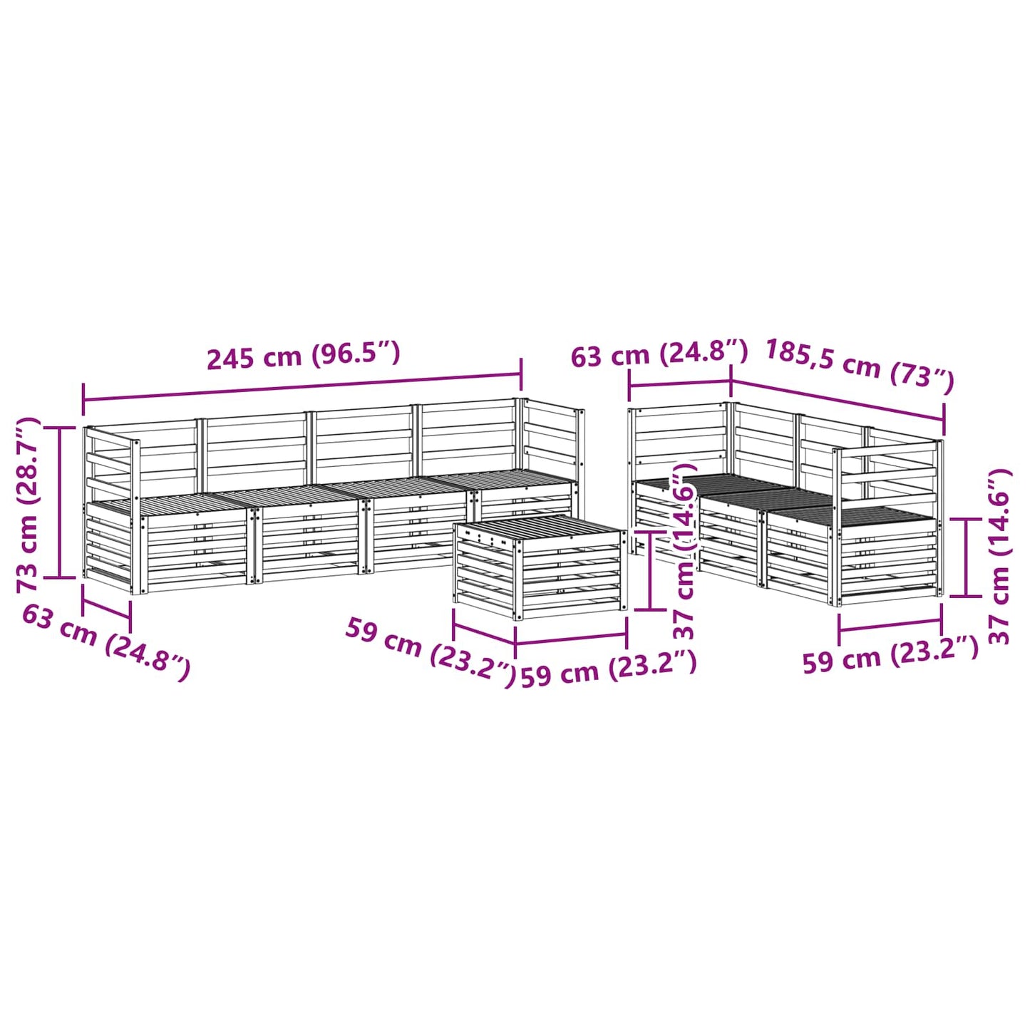 Sofagarnituren 8 pcs Natur Massivholz Akazie