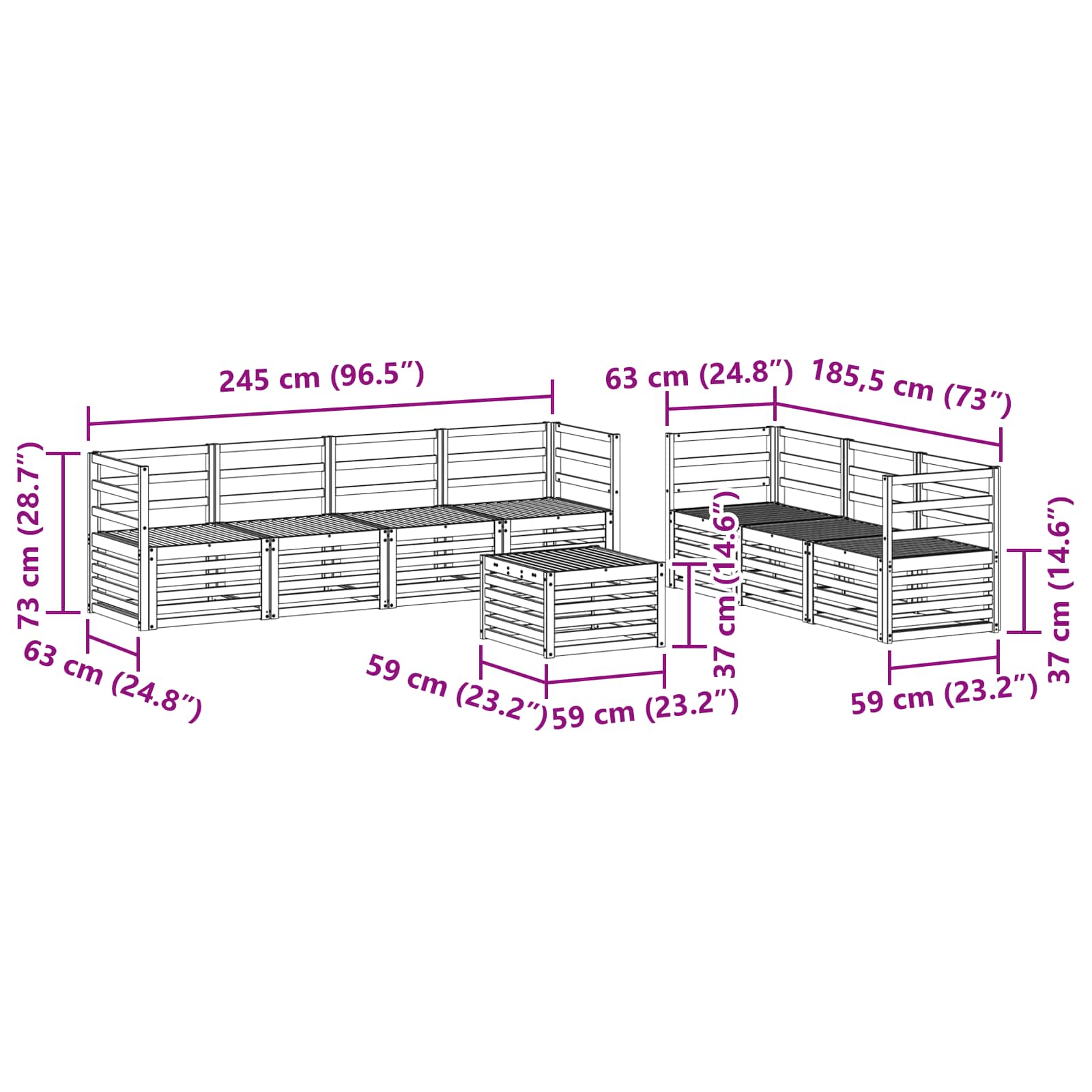 Sofagarnituren 8 pcs Natur Massivholz Akazie