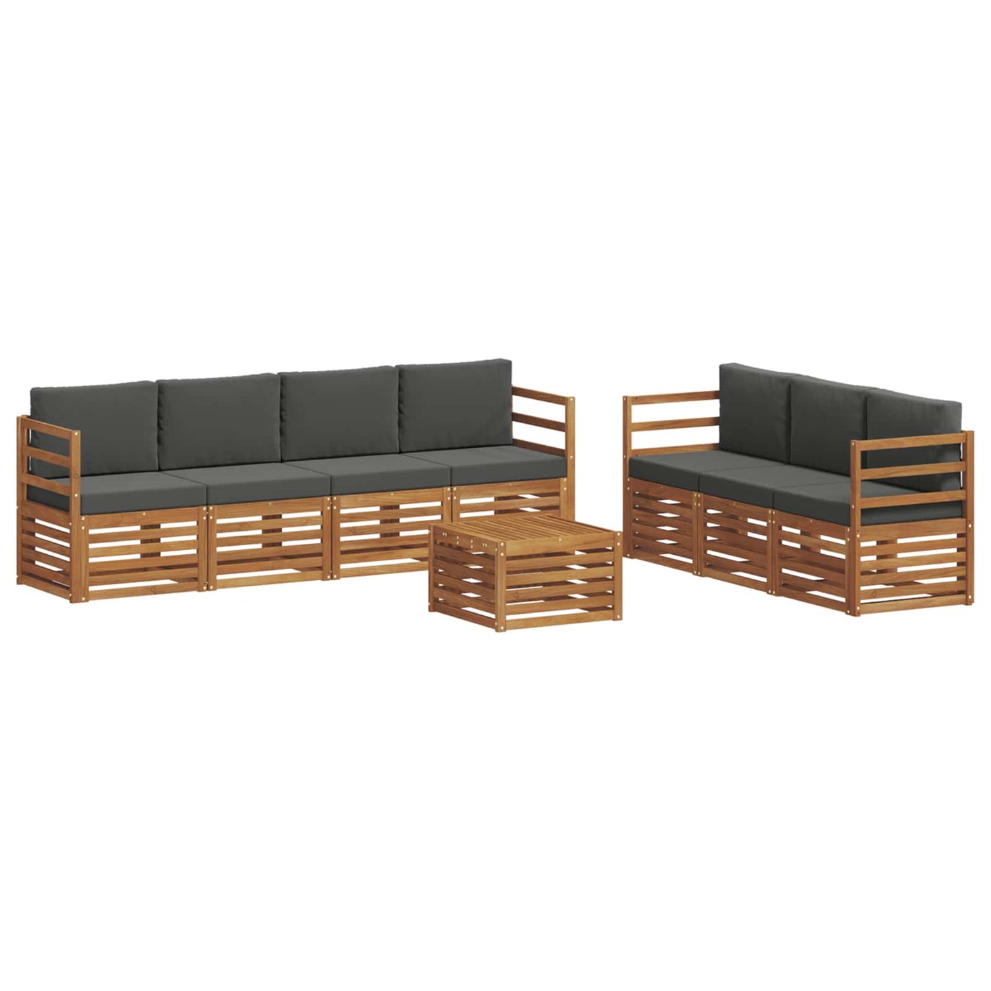 Sofagarnituren 8 pcs Natur und Anthrazit Massivholz Akazie