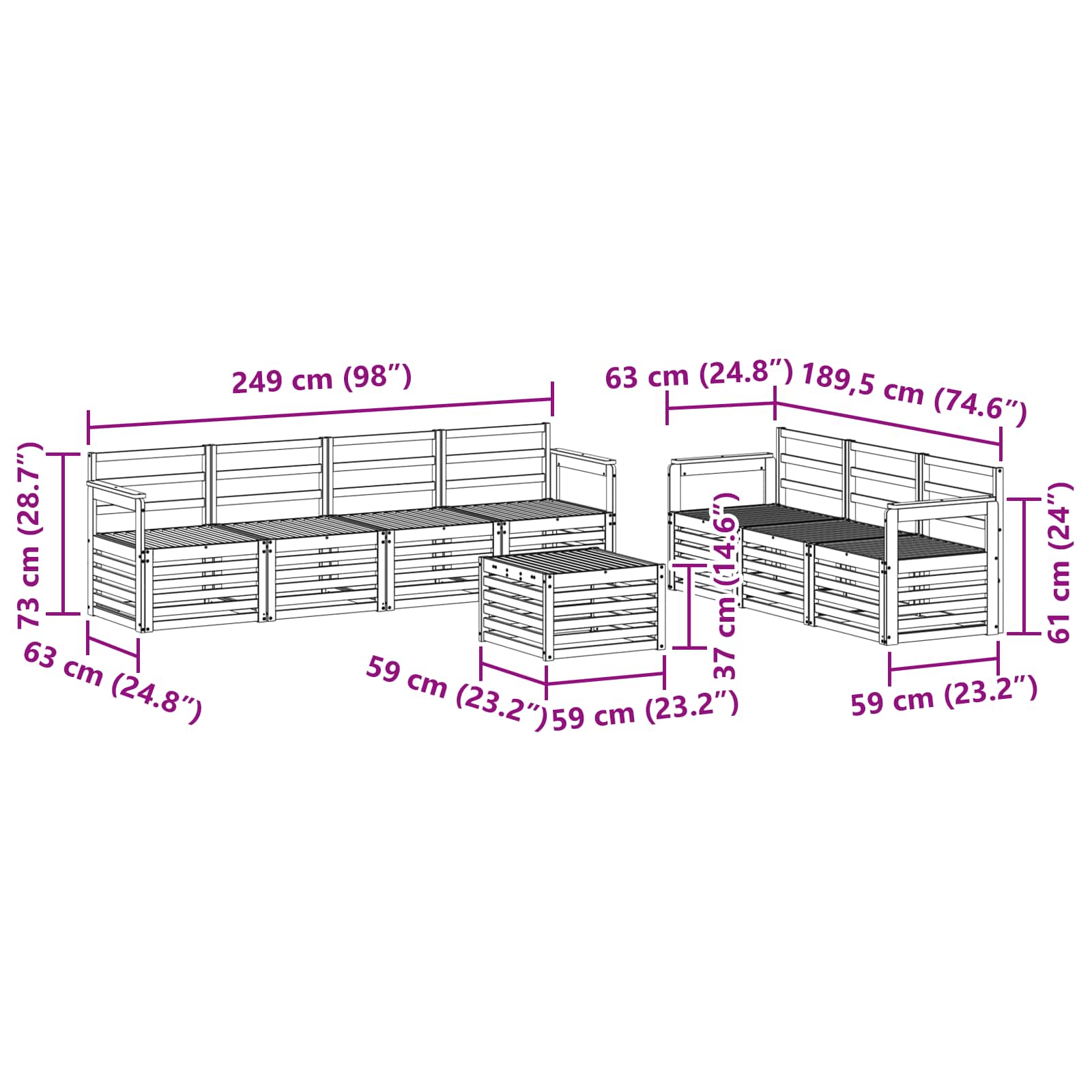 Sofagarnituren 8 pcs Natur Massivholz Akazie
