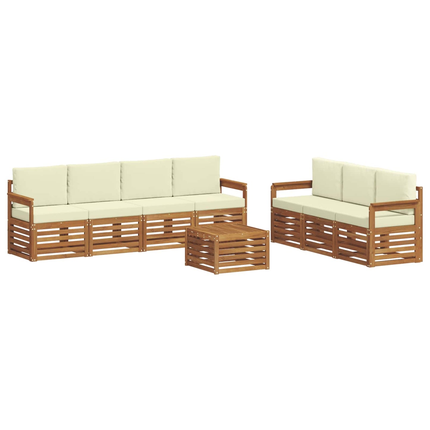 Sofagarnituren 8 stk. Natur und Creme Massivholz Akazie