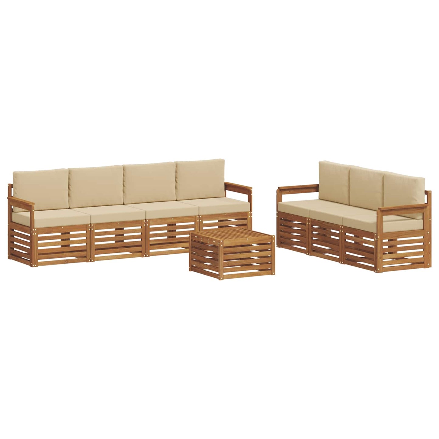 Sofagarnituren 8 stk. Natur und Beige Massivholz Akazie