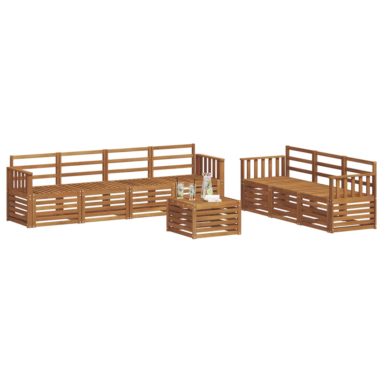 Sofagarnituren 8 pcs Natur Massivholz Akazie