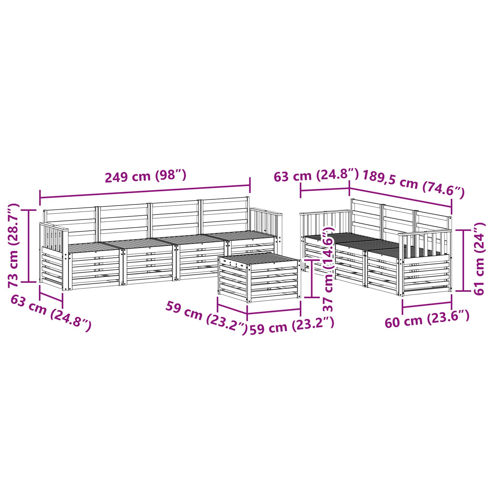 Sofagarnituren 8 pcs Natur Massivholz Akazie