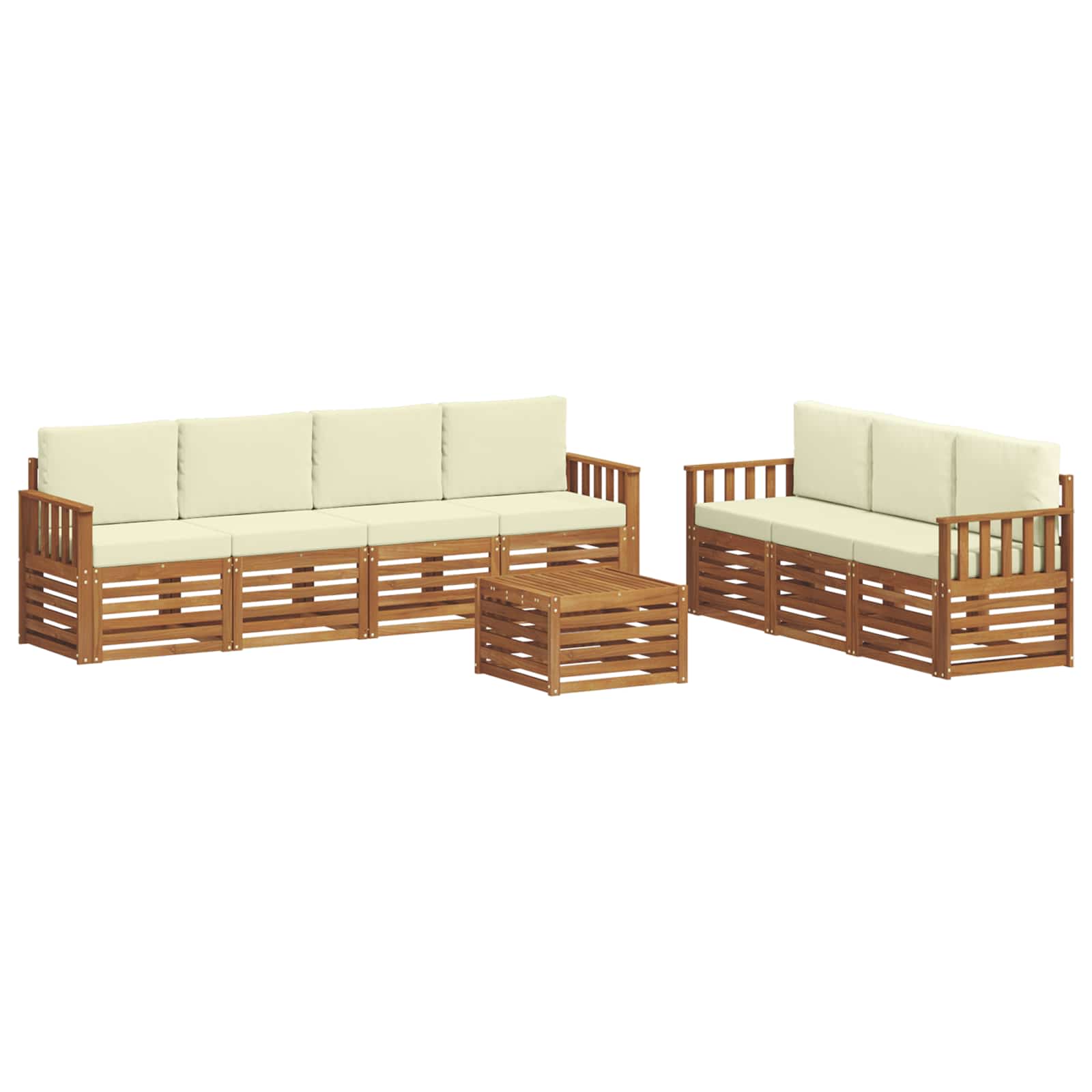 Sofagarnituren 8 pcs Natur und Creme Massivholz Akazie