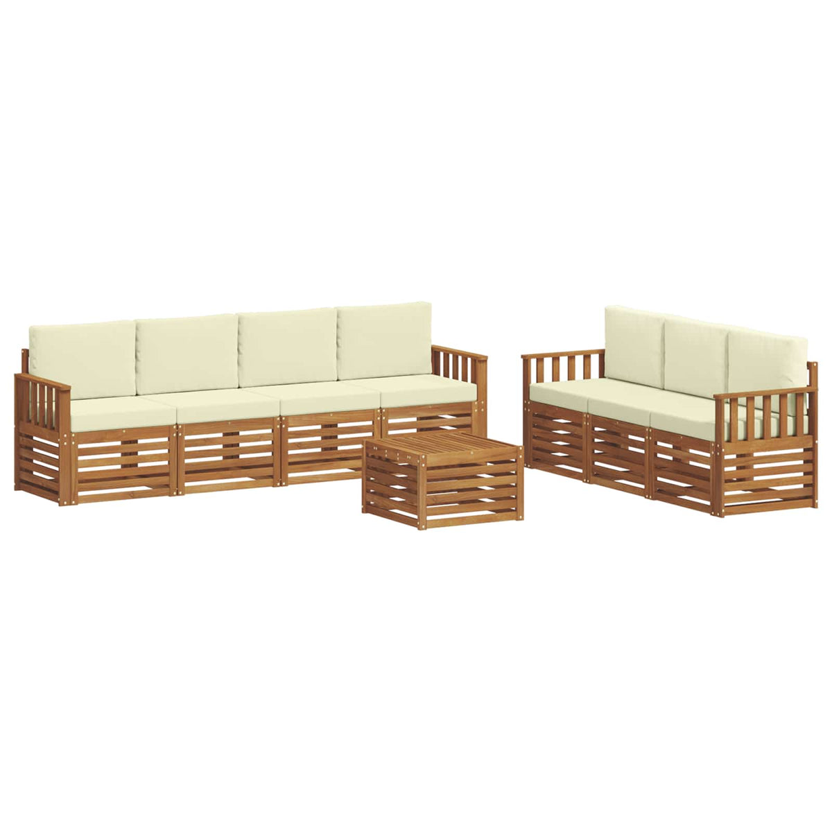 Sofagarnituren 8 stk. Natur und Creme Massivholz Akazie