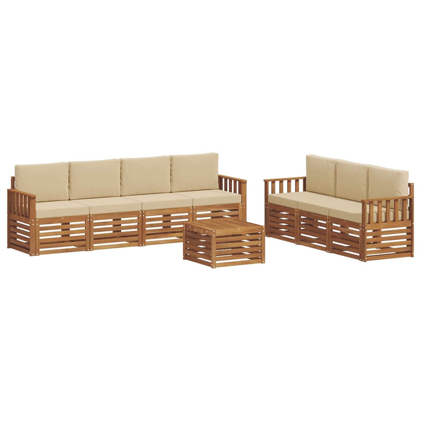 Sofagarnituren 8 stk. Natur und Beige Massivholz Akazie