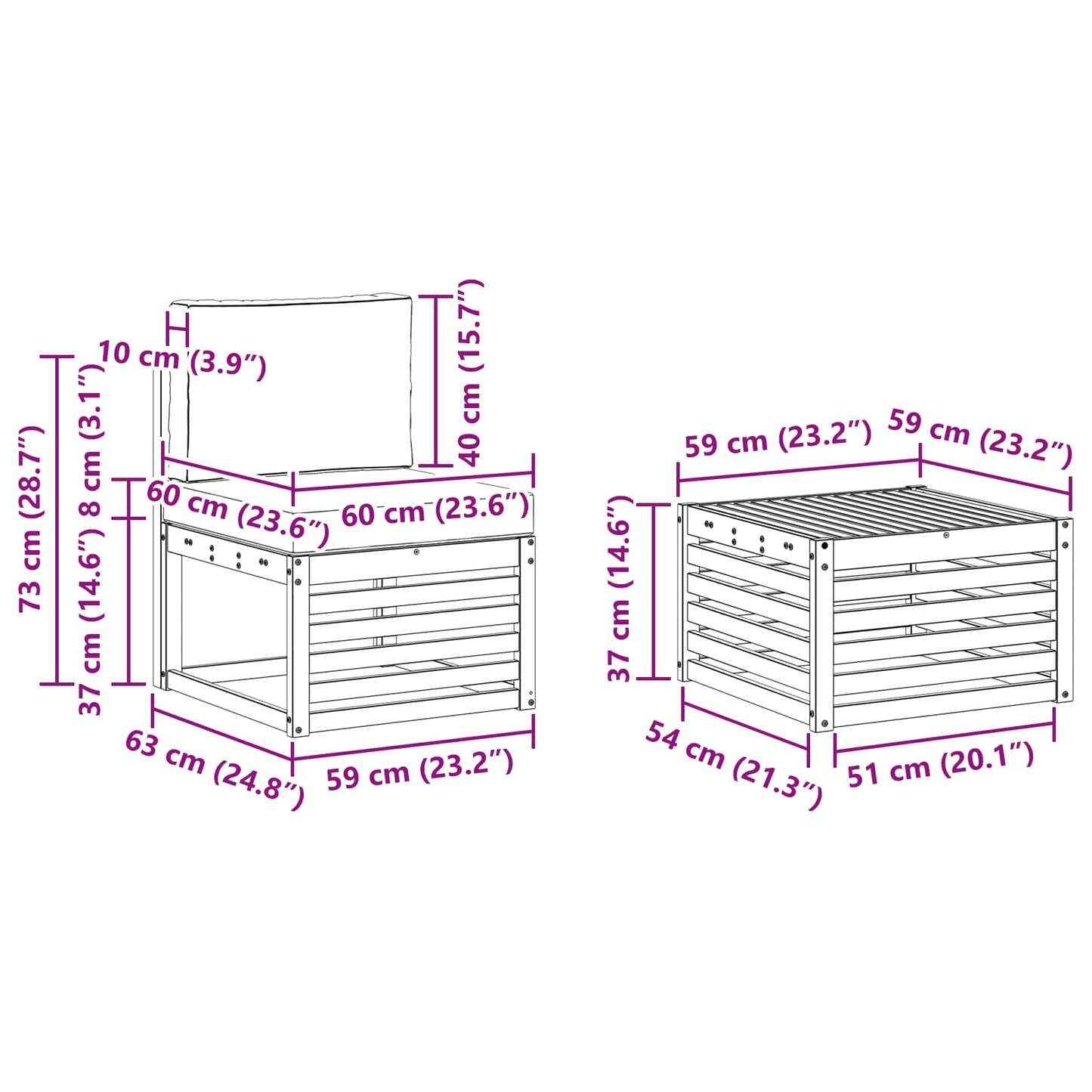 Sofagarnituren 8 stk. Natur und Beige Massivholz Akazie
