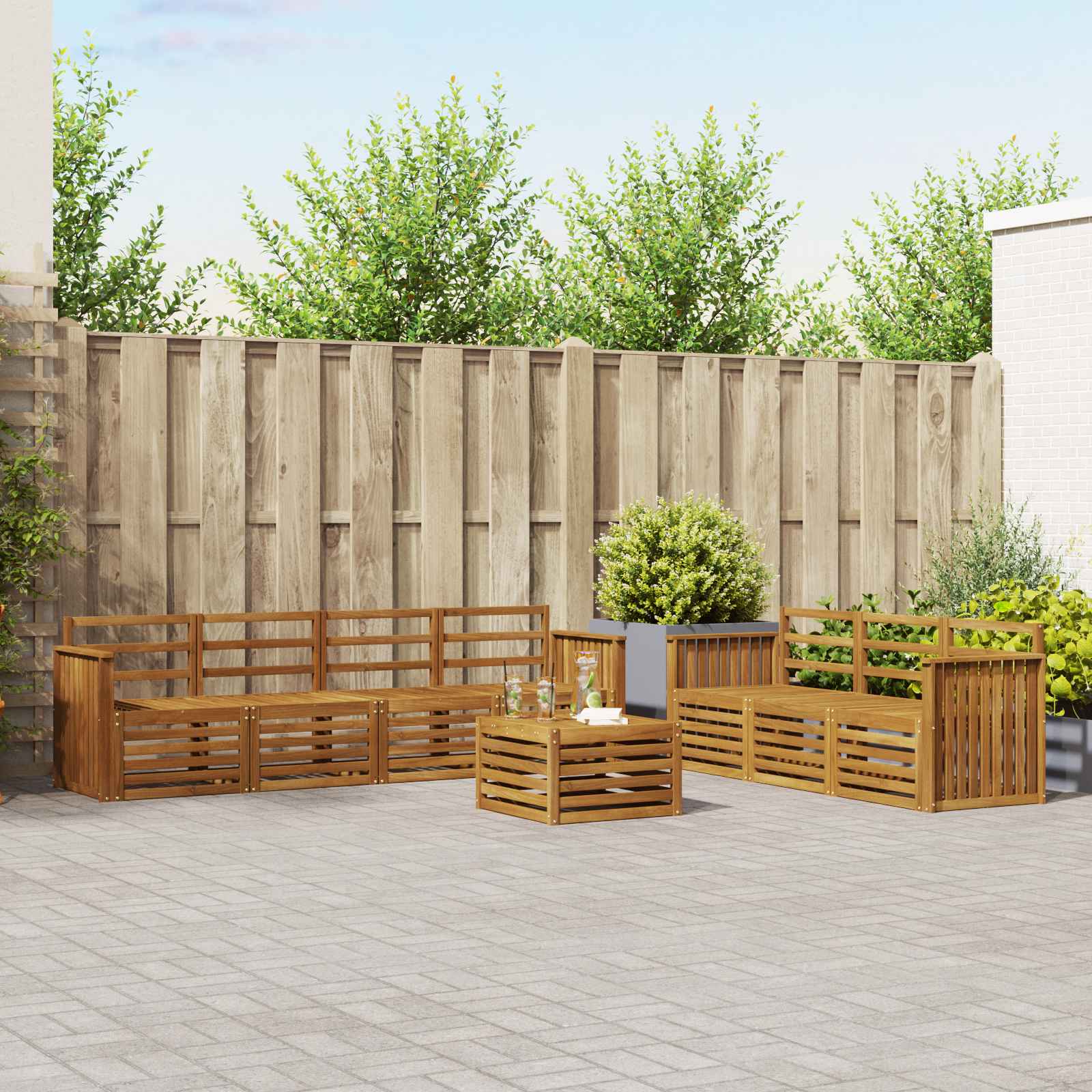 Sofagarnituren 8 pcs Natur Massivholz Akazie