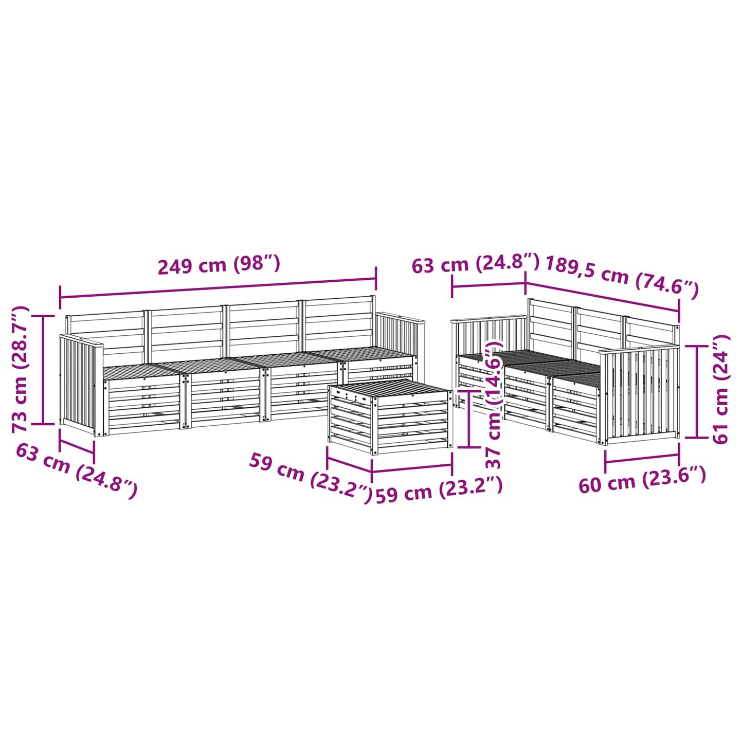 Sofagarnituren 8 pcs Natur Massivholz Akazie