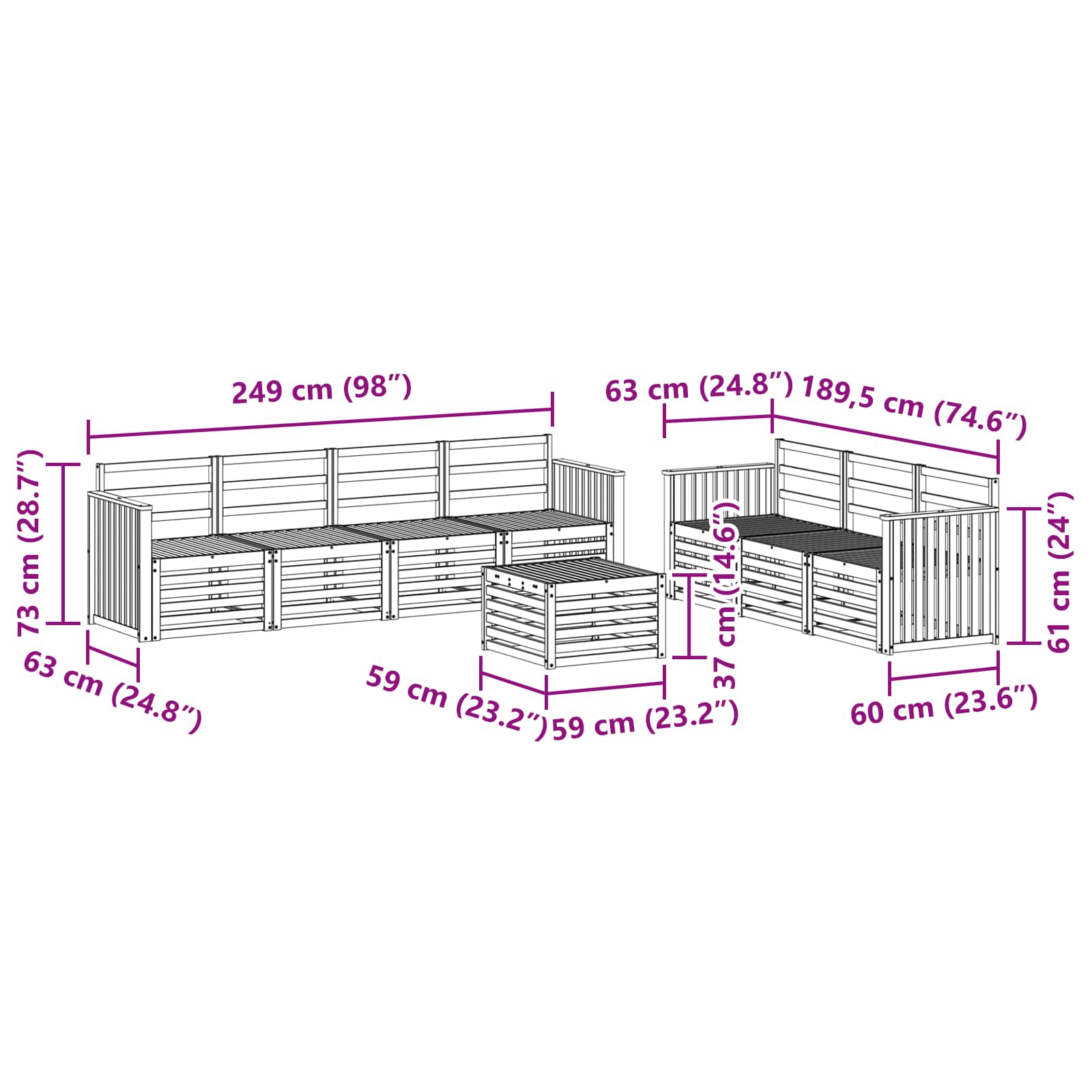 Sofagarnituren 8 pcs Natur Massivholz Akazie