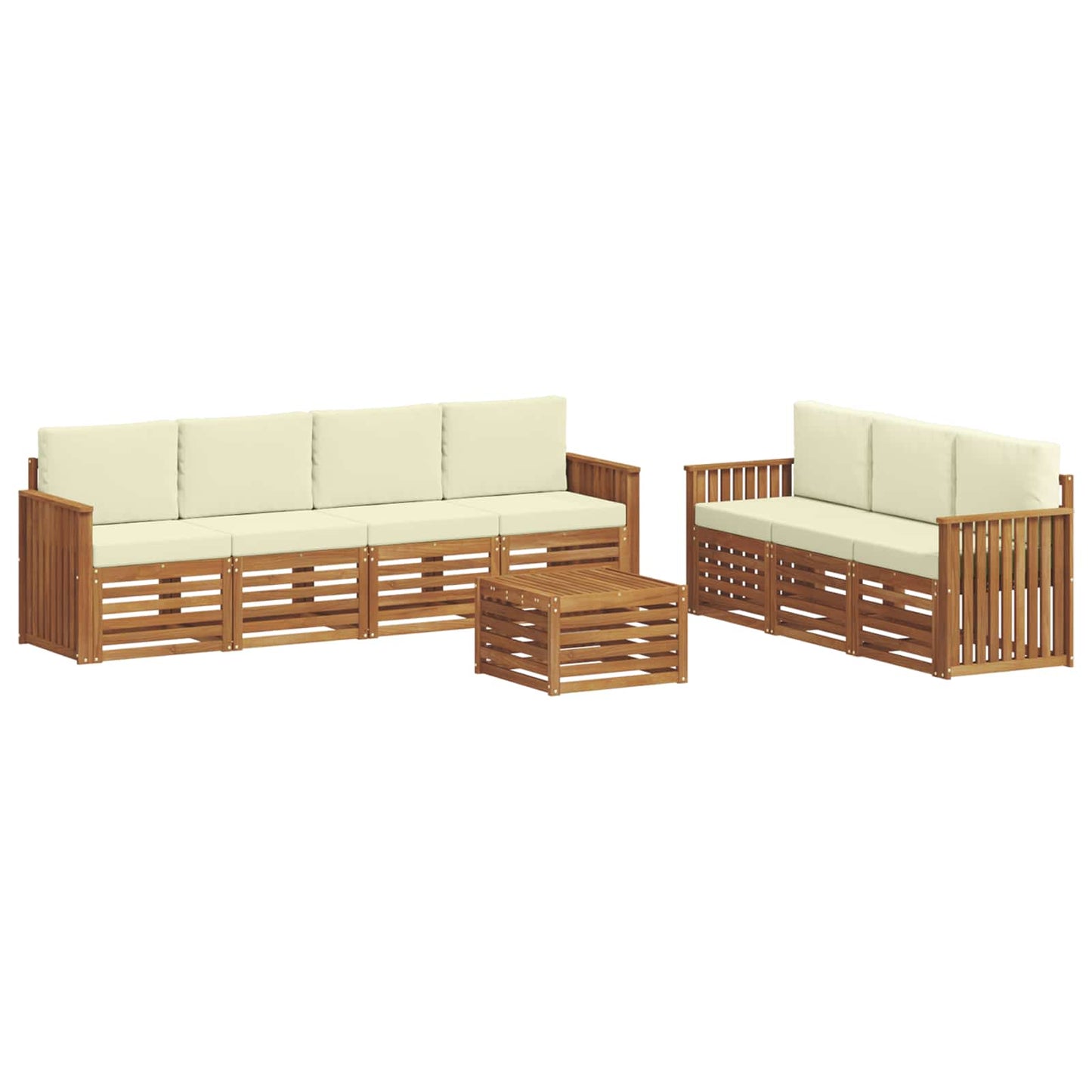 Sofagarnituren 8 stk. Natur und Creme Massivholz Akazie