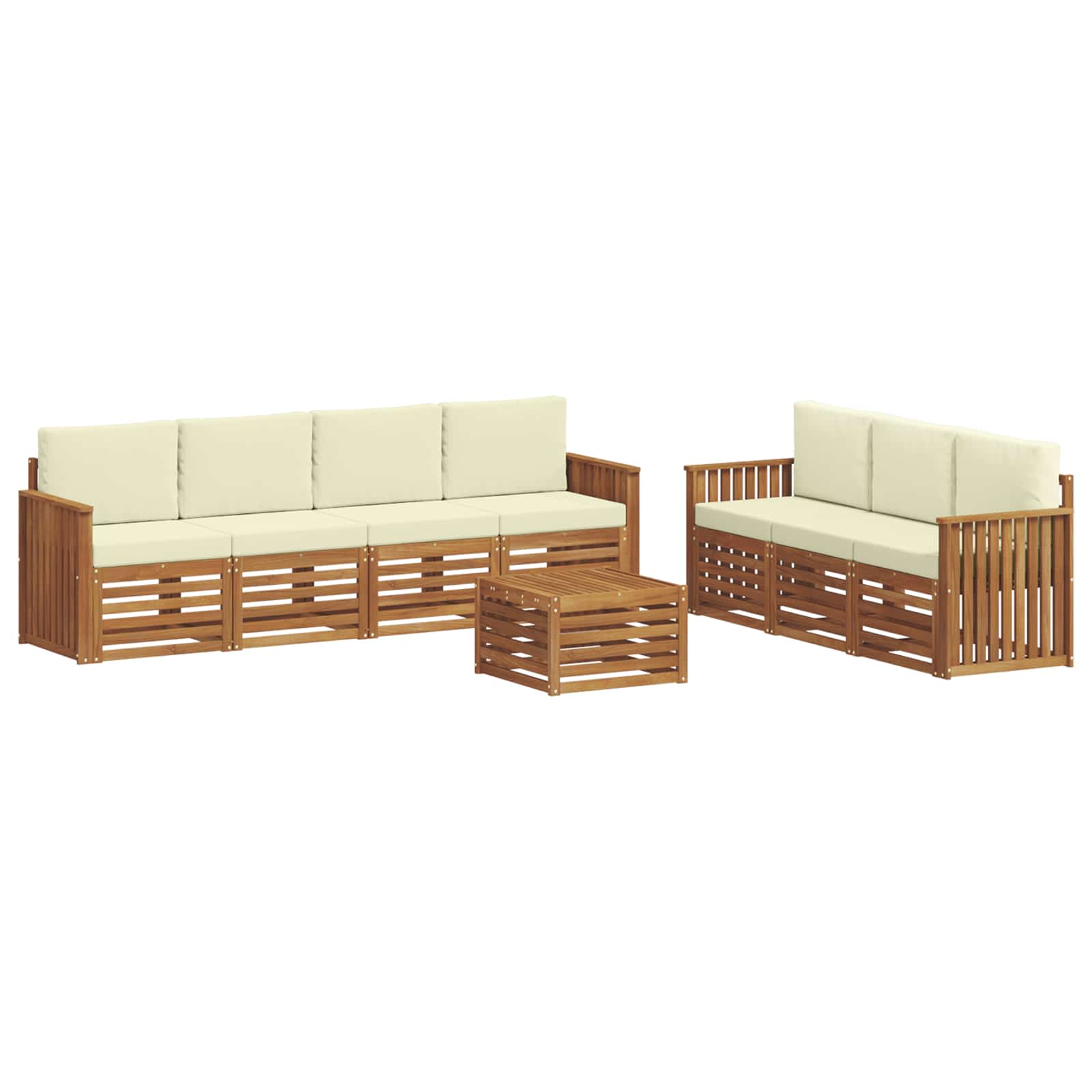 Sofagarnituren 8 stk. Natur und Creme Massivholz Akazie