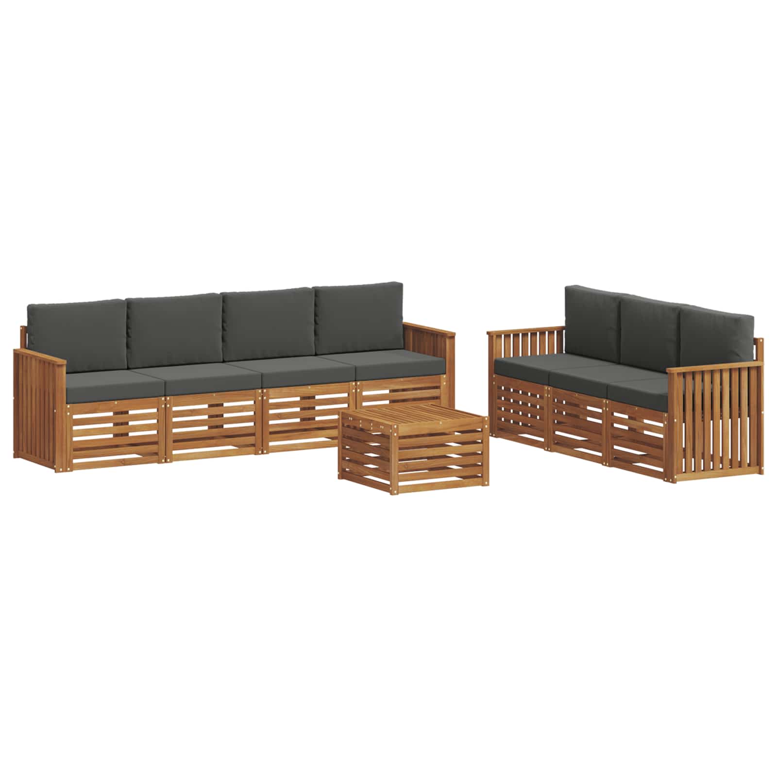 Sofagarnituren 8 pcs Natur und Anthrazit Massivholz Akazie