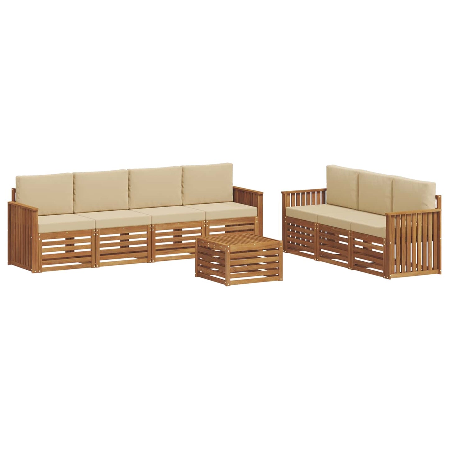 Sofagarnituren 8 stk. Natur und Beige Massivholz Akazie