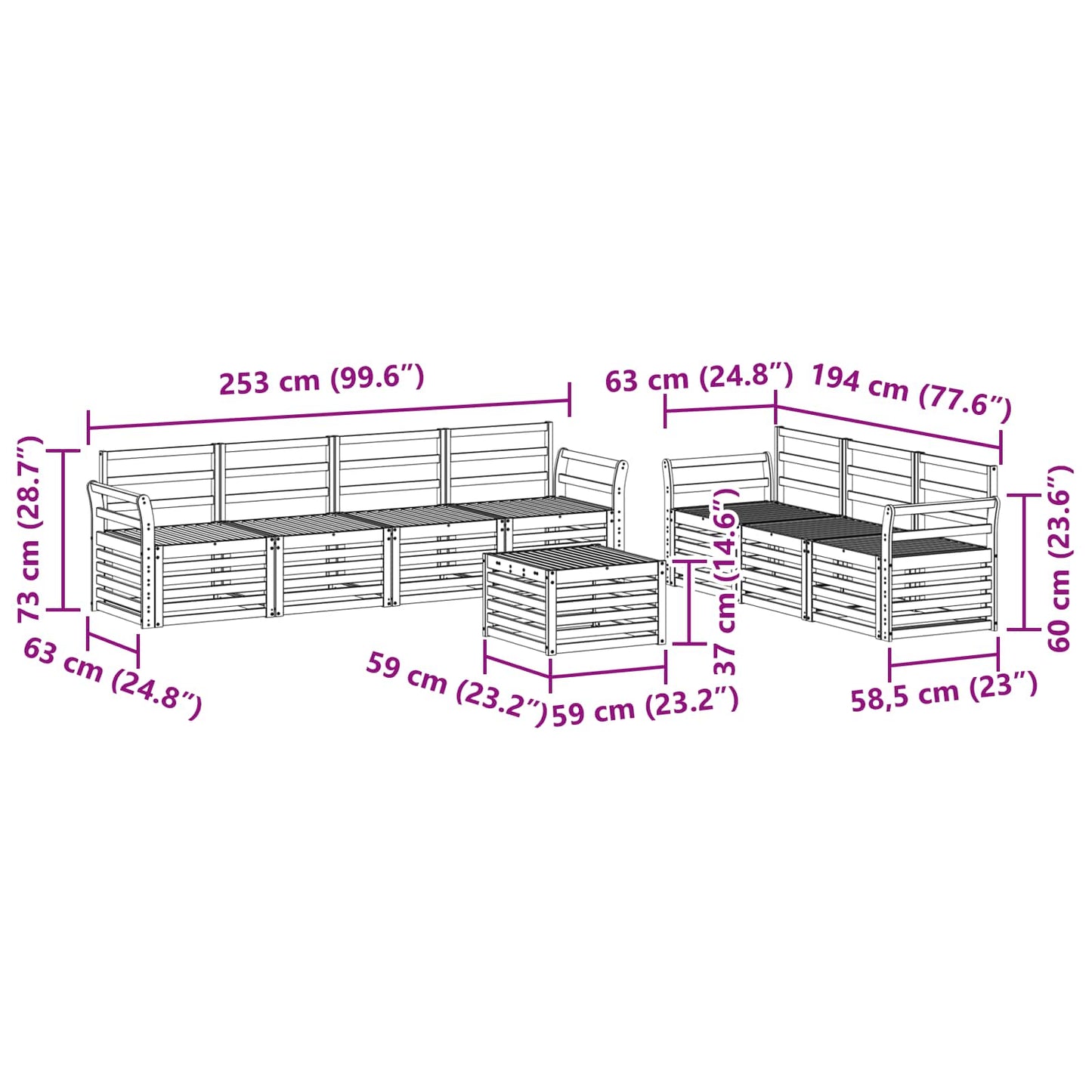 Sofagarnituren 8 pcs Natur Massivholz Akazie
