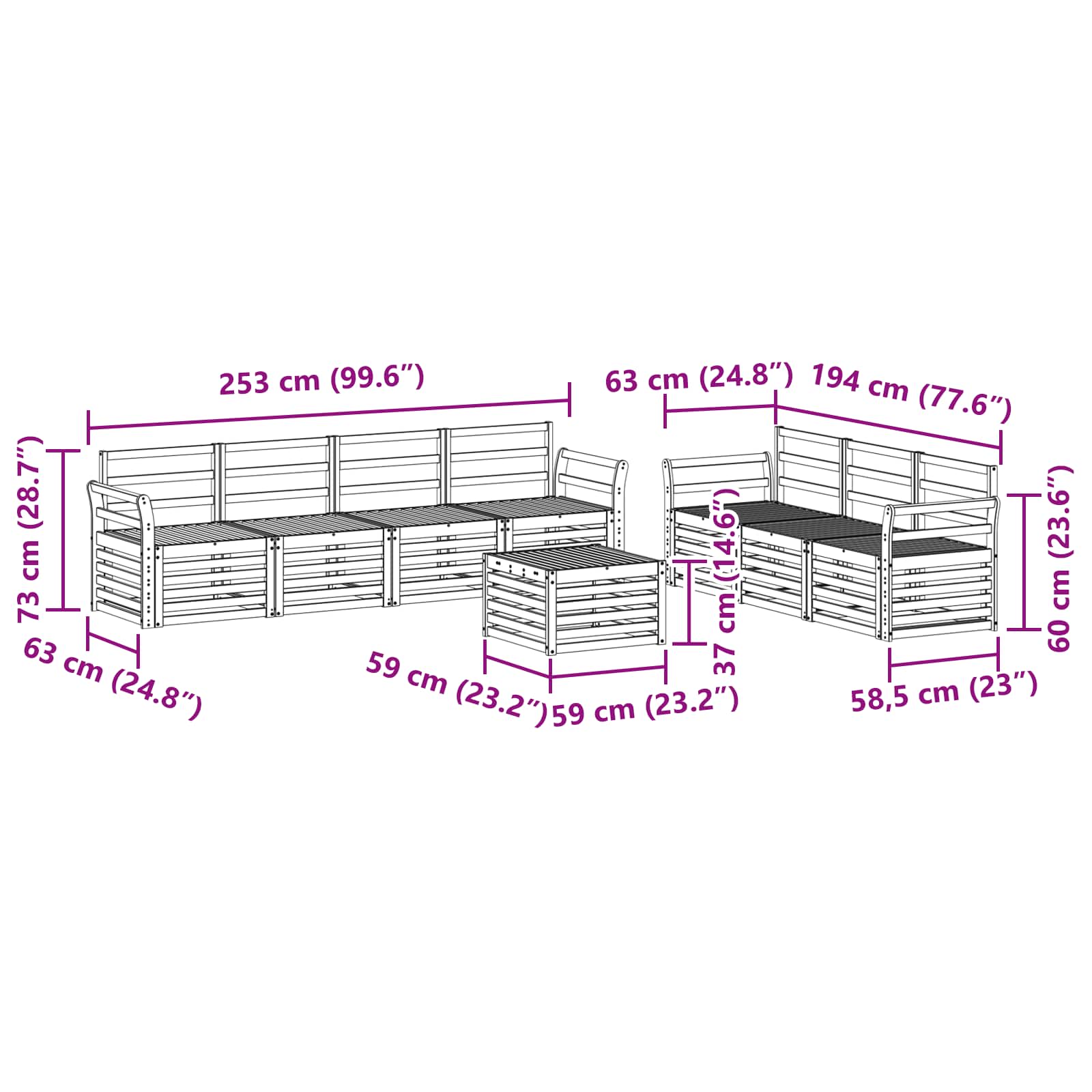 Sofagarnituren 8 pcs Natur Massivholz Akazie