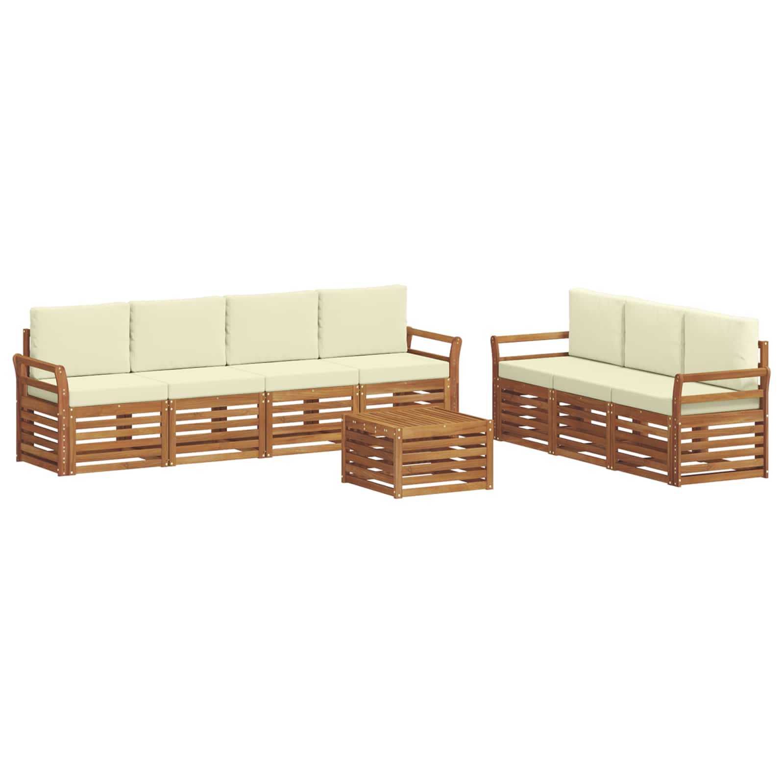 Sofagarnituren 8 pcs Natur und Creme Massivholz Akazie
