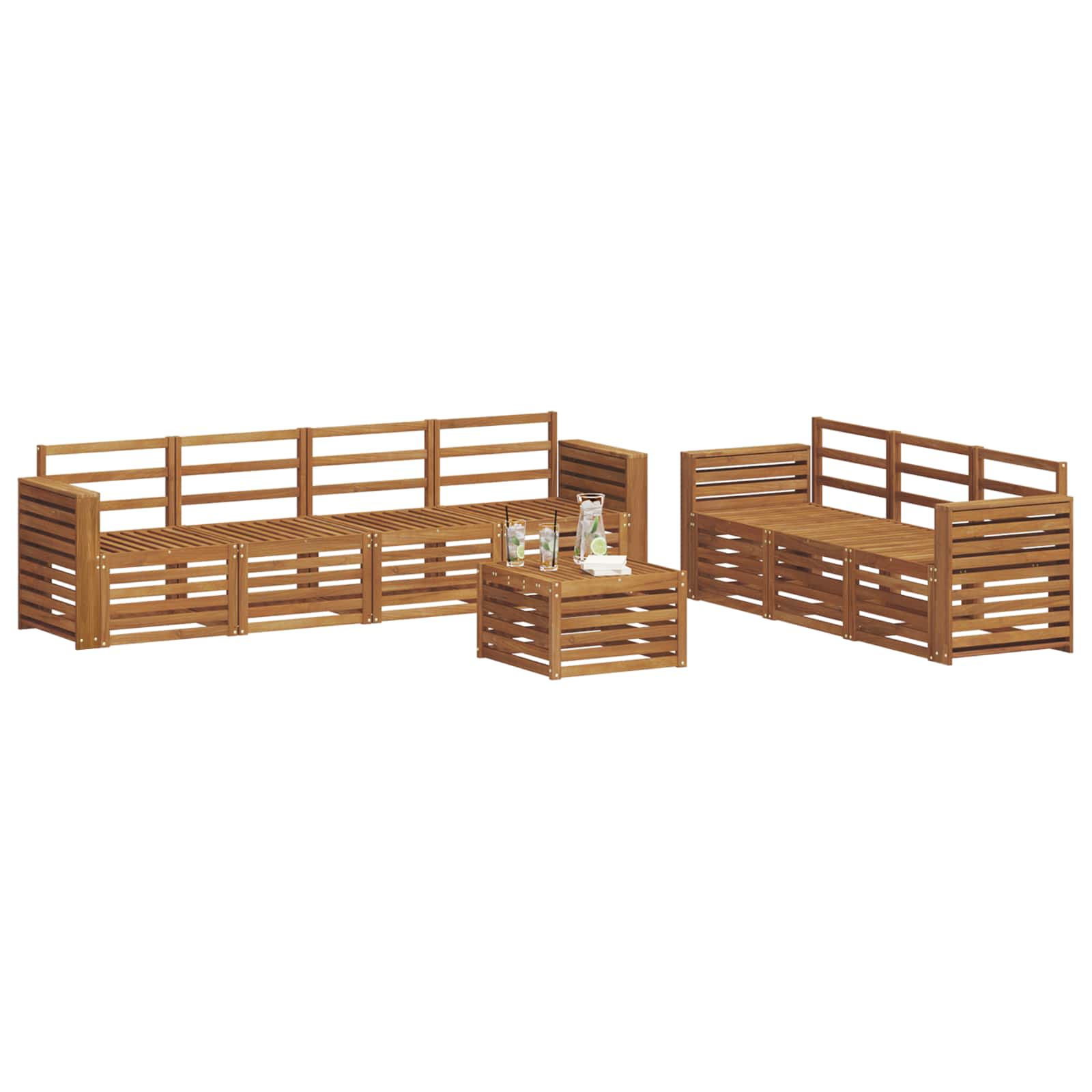 Sofagarnituren 8 pcs Natur Massivholz Akazie