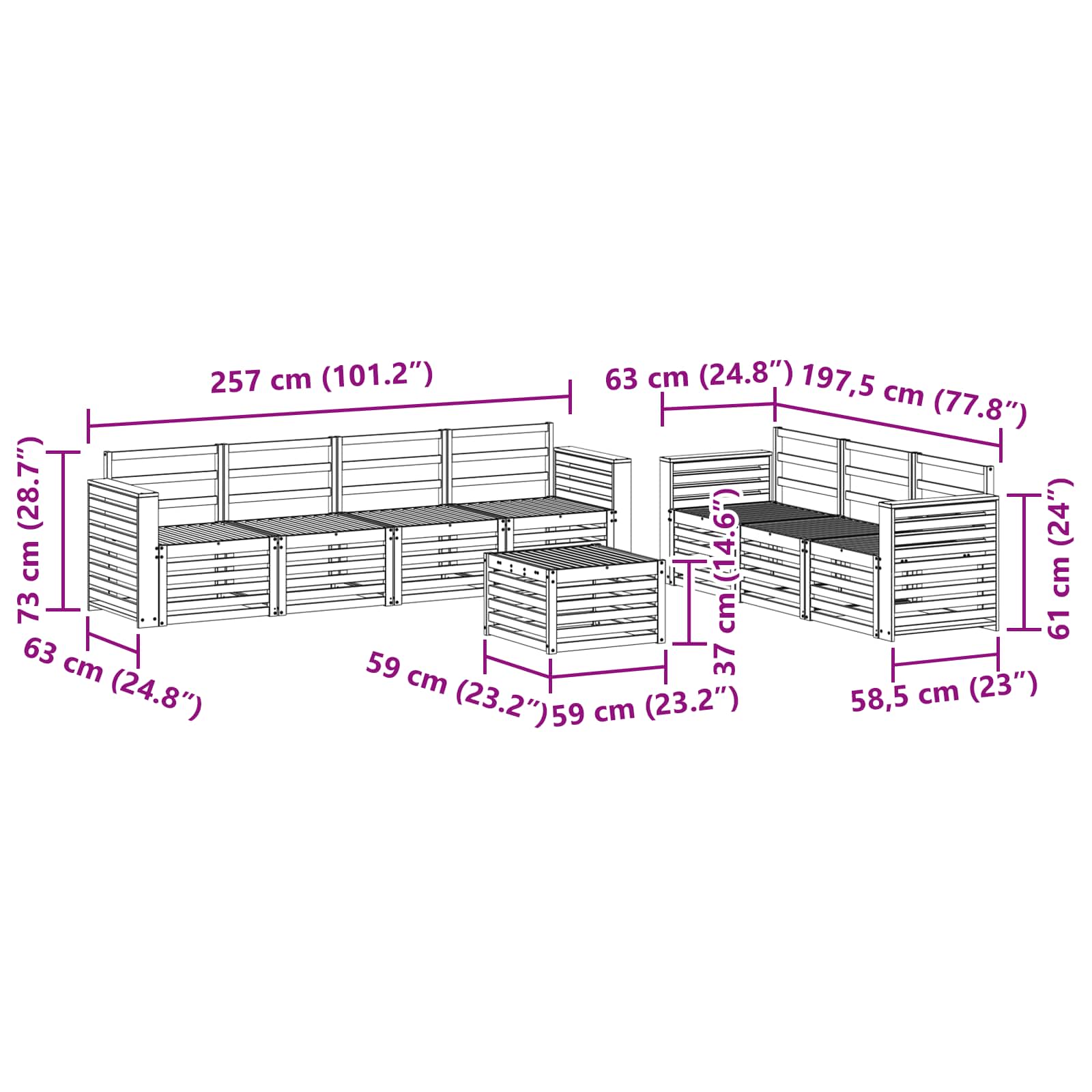 Sofagarnituren 8 pcs Natur Massivholz Akazie