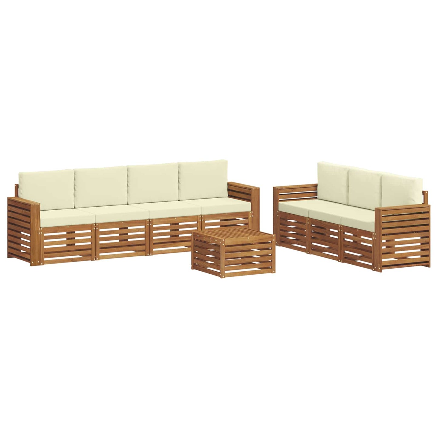 Sofagarnituren 8 stk. Natur und Creme Massivholz Akazie
