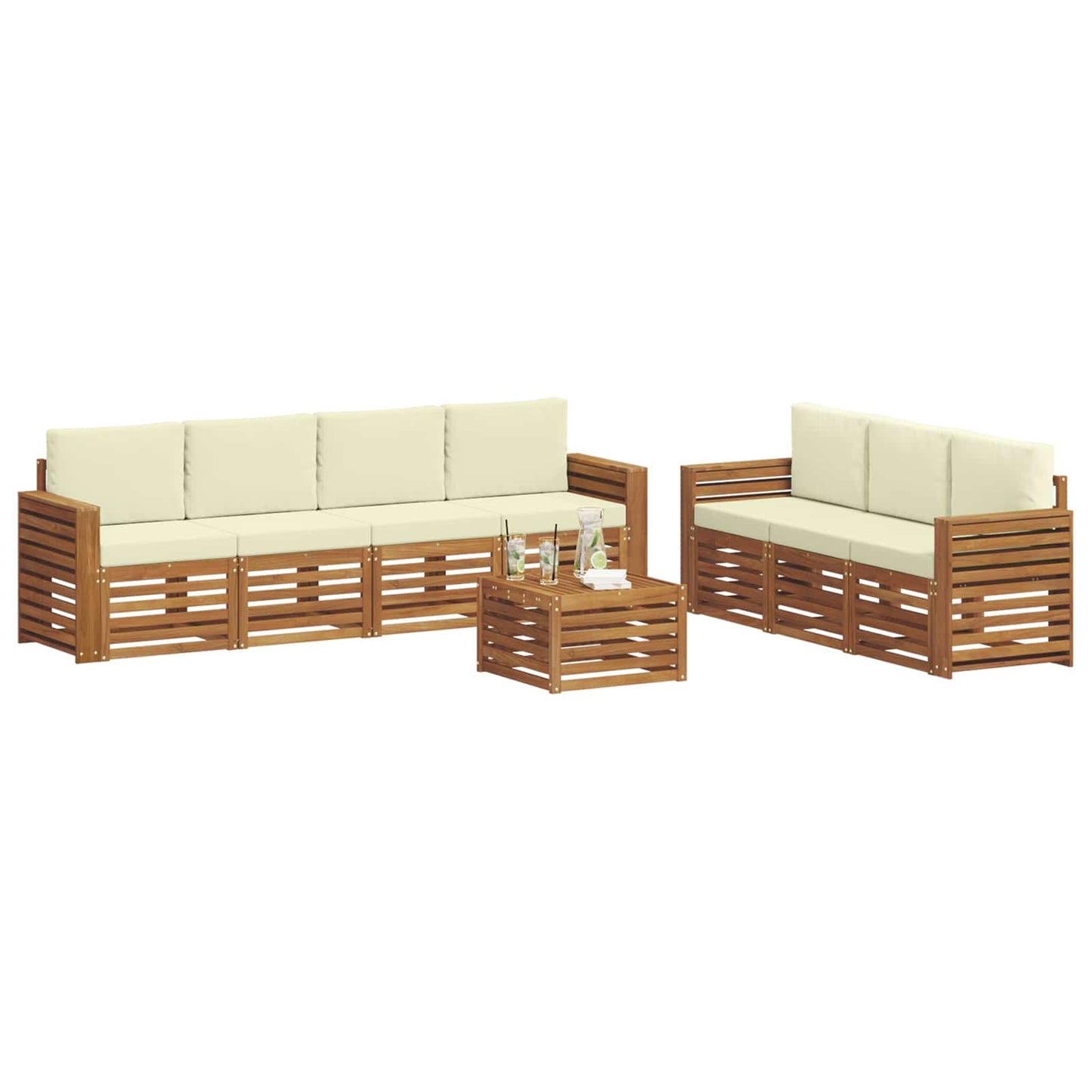 Sofagarnituren 8 stk. Natur und Creme Massivholz Akazie