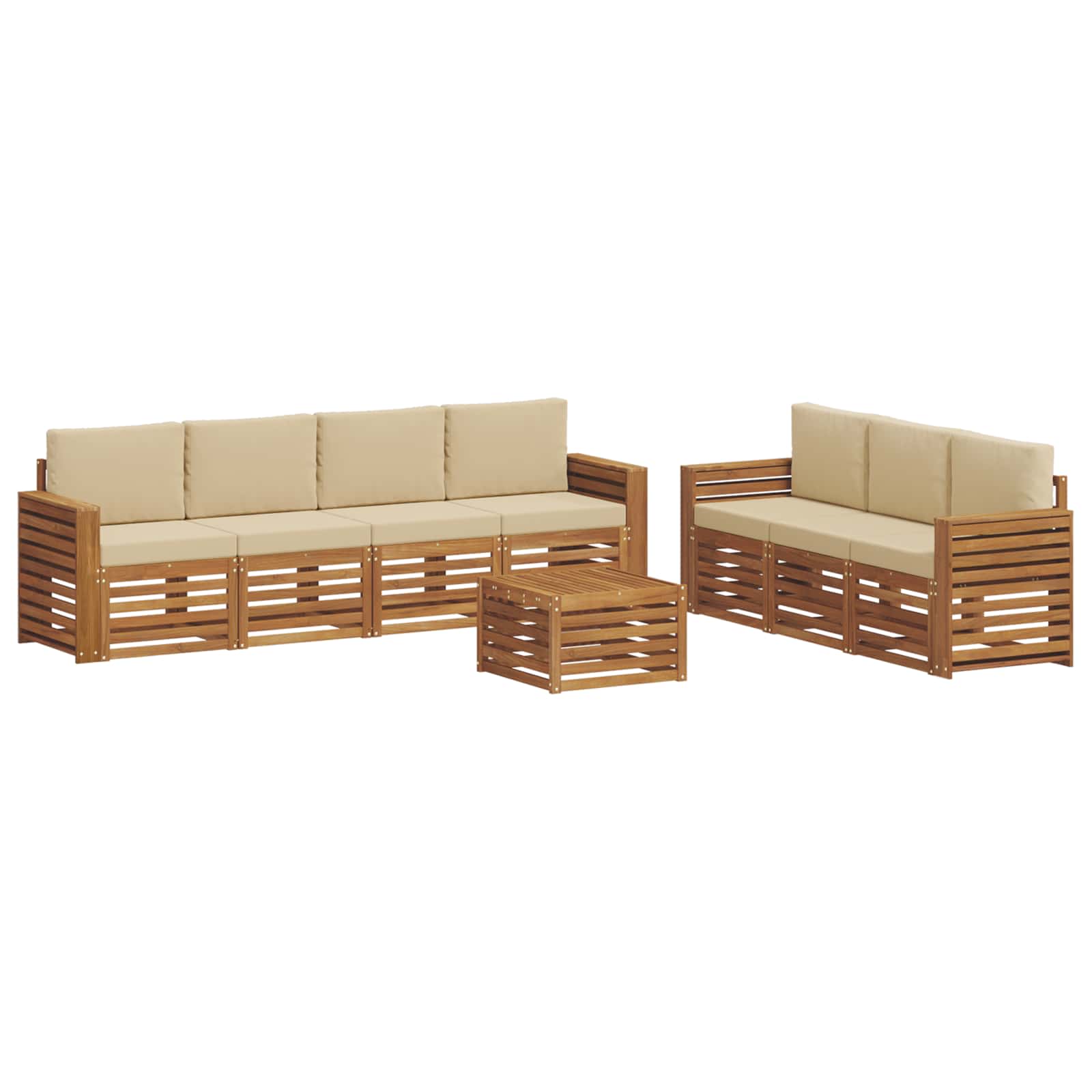 Sofagarnituren 8 pcs Natur und Beige Massivholz Akazie