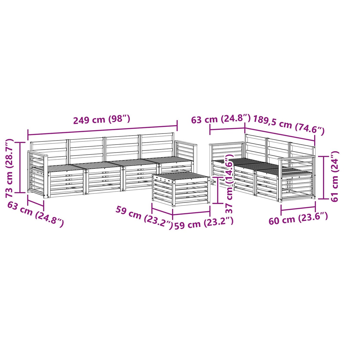Sofagarnituren 8 pcs Natur Massivholz Akazie