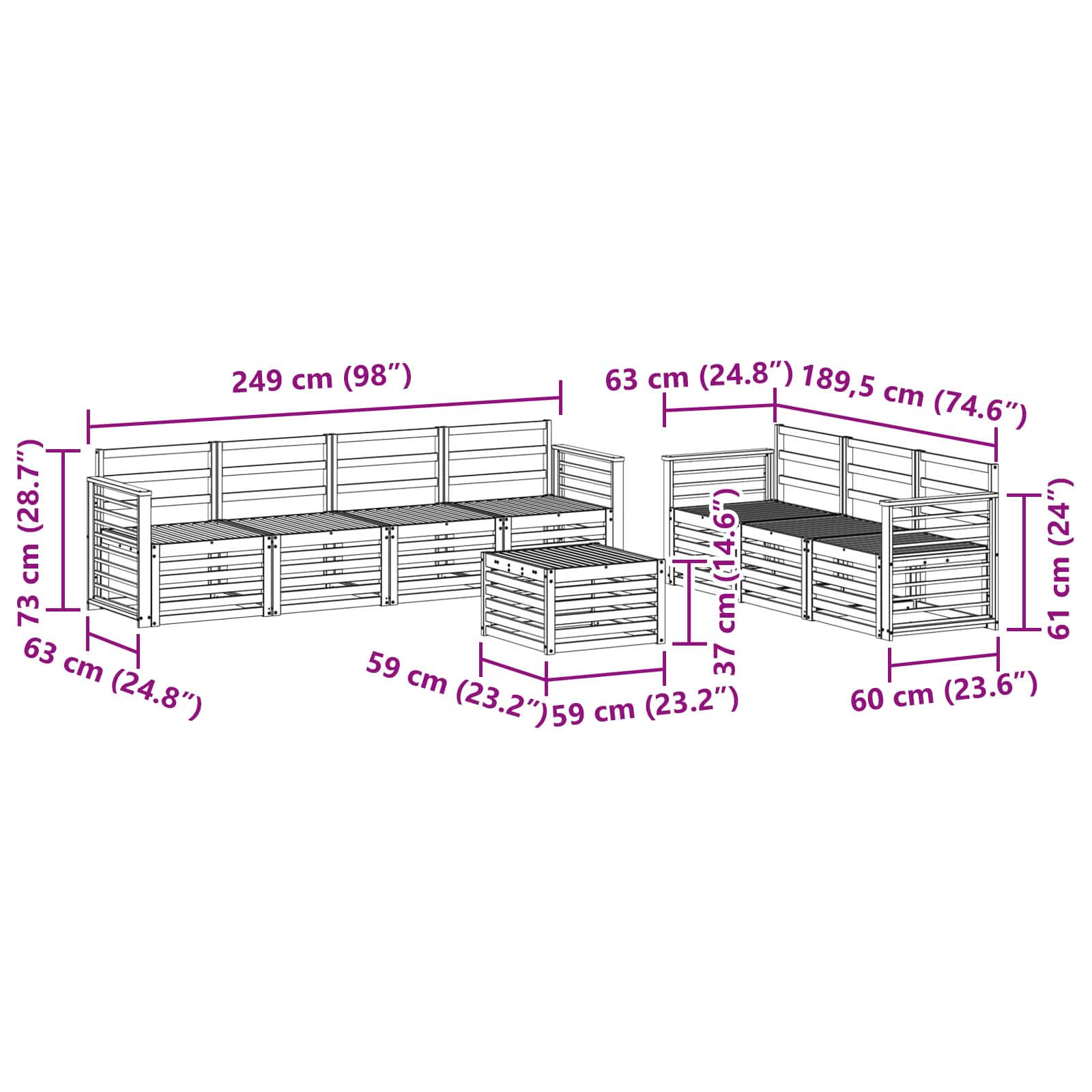 Sofagarnituren 8 pcs Natur Massivholz Akazie