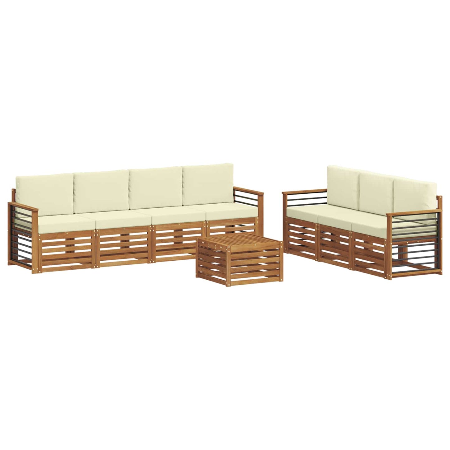 Sofagarnituren 8 stk. Natur und Creme Massivholz Akazie