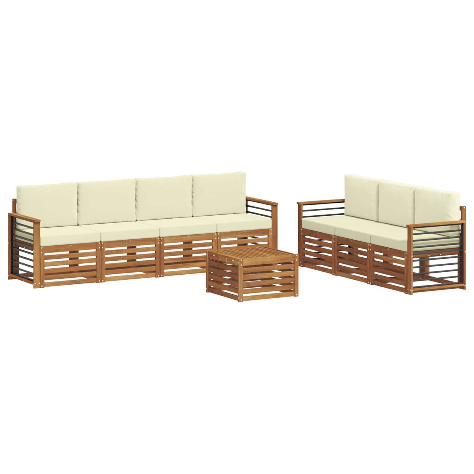 Sofagarnituren 8 stk. Natur und Creme Massivholz Akazie