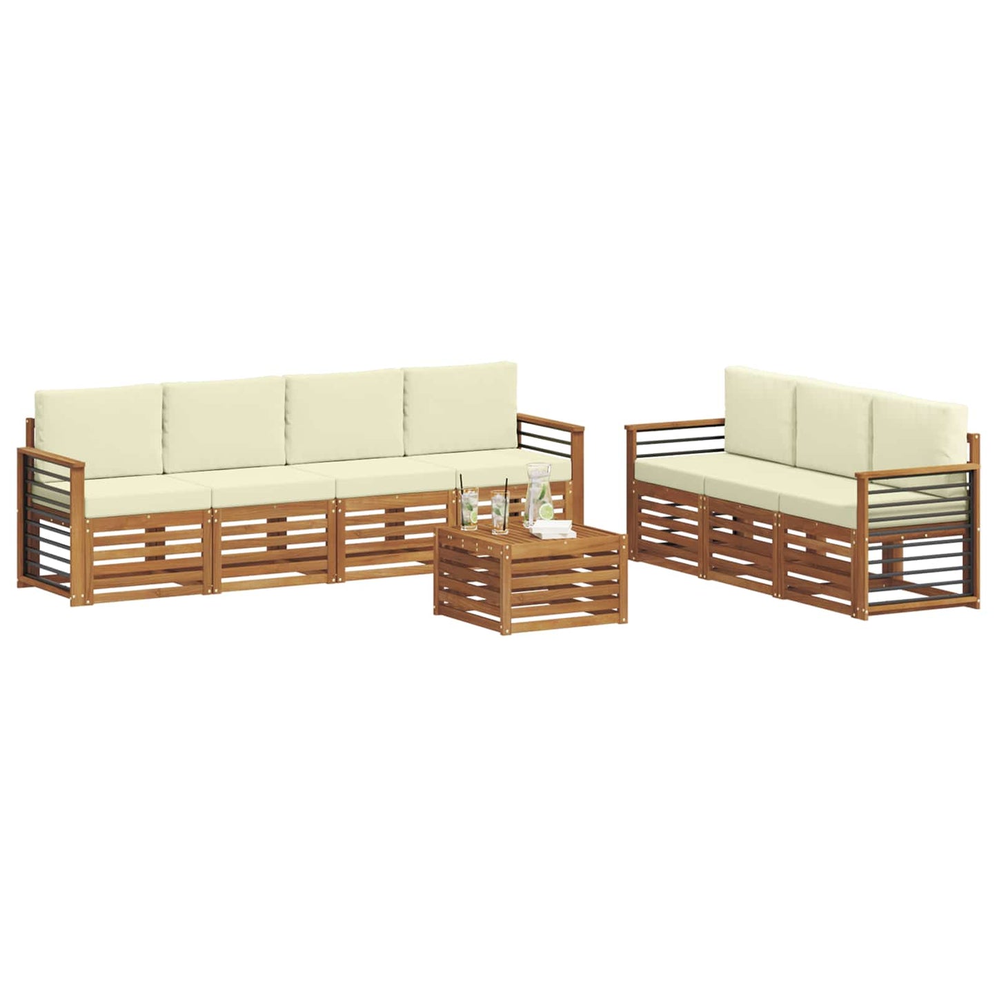 Sofagarnituren 8 stk. Natur und Creme Massivholz Akazie