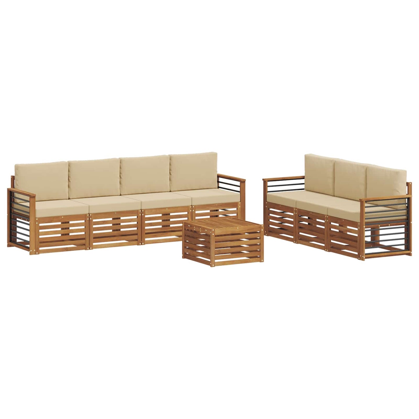 Sofagarnituren 8 stk. Natur und Beige Massivholz Akazie