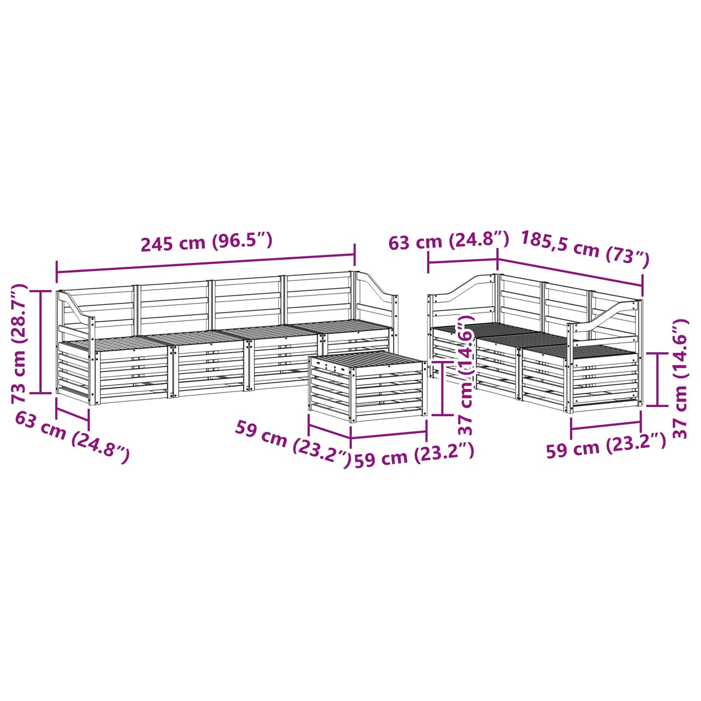 Sofagarnituren 8 pcs Natur Massivholz Akazie