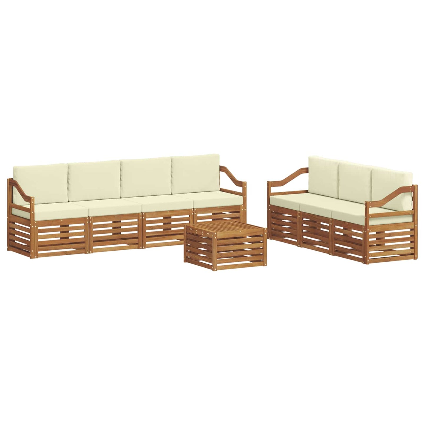 Sofagarnituren 8 stk. Natur und Creme Massivholz Akazie