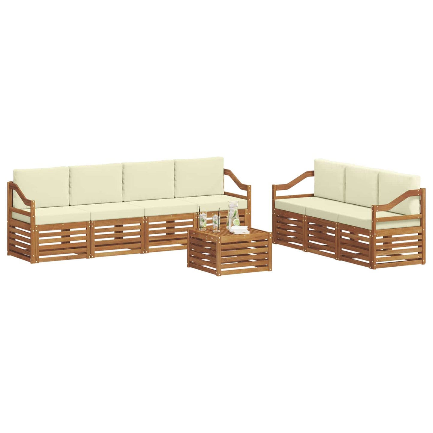 Sofagarnituren 8 stk. Natur und Creme Massivholz Akazie
