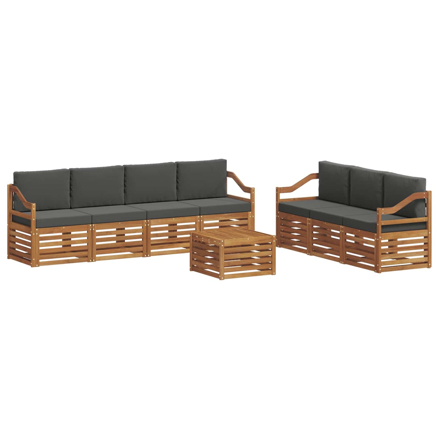 Sofagarnituren 8 pcs Natur und Anthrazit Massivholz Akazie