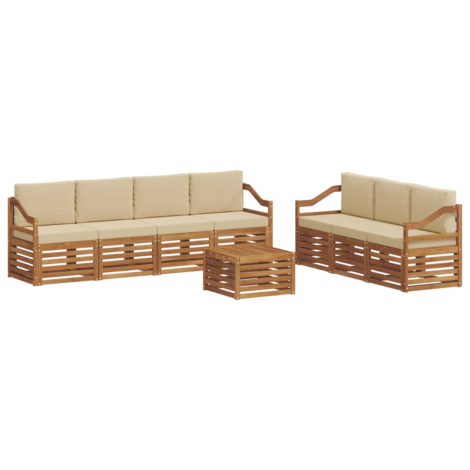 Sofagarnituren 8 stk. Natur und Beige Massivholz Akazie