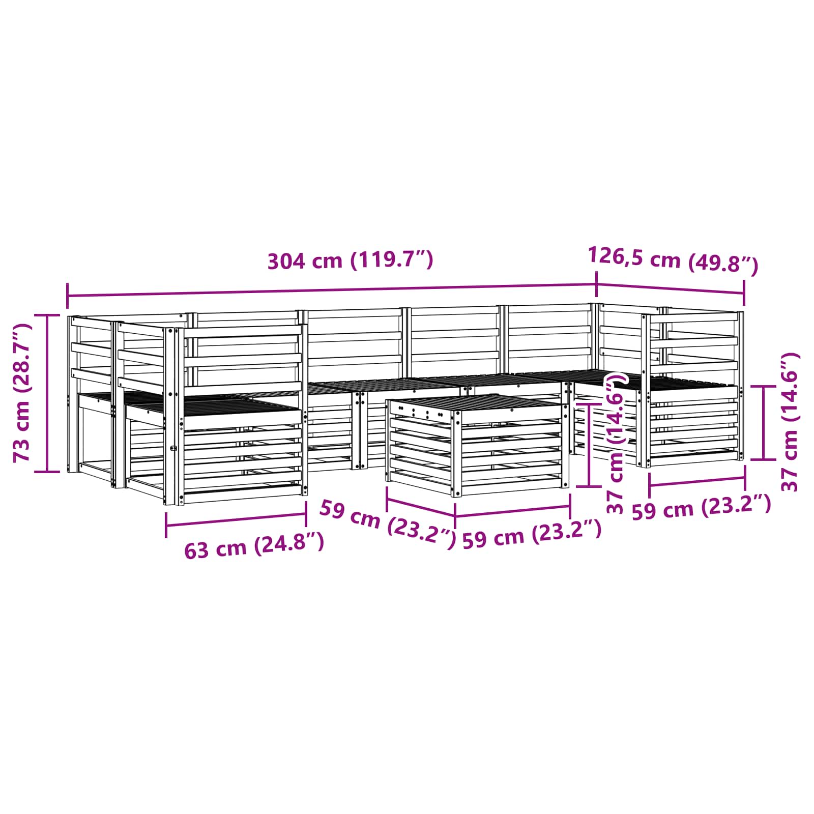 Sofagarnituren 8 pcs Natur Massivholz Akazie