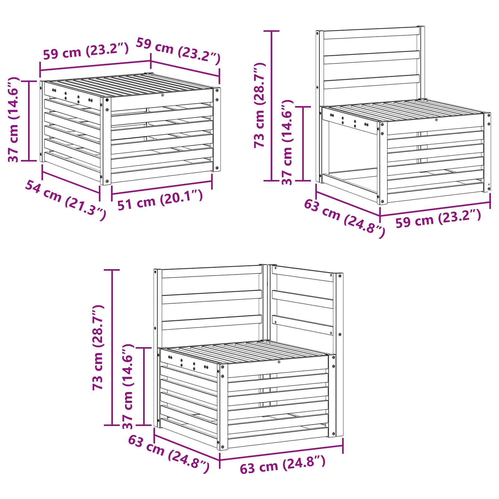 Sofagarnituren 8 pcs Natur Massivholz Akazie