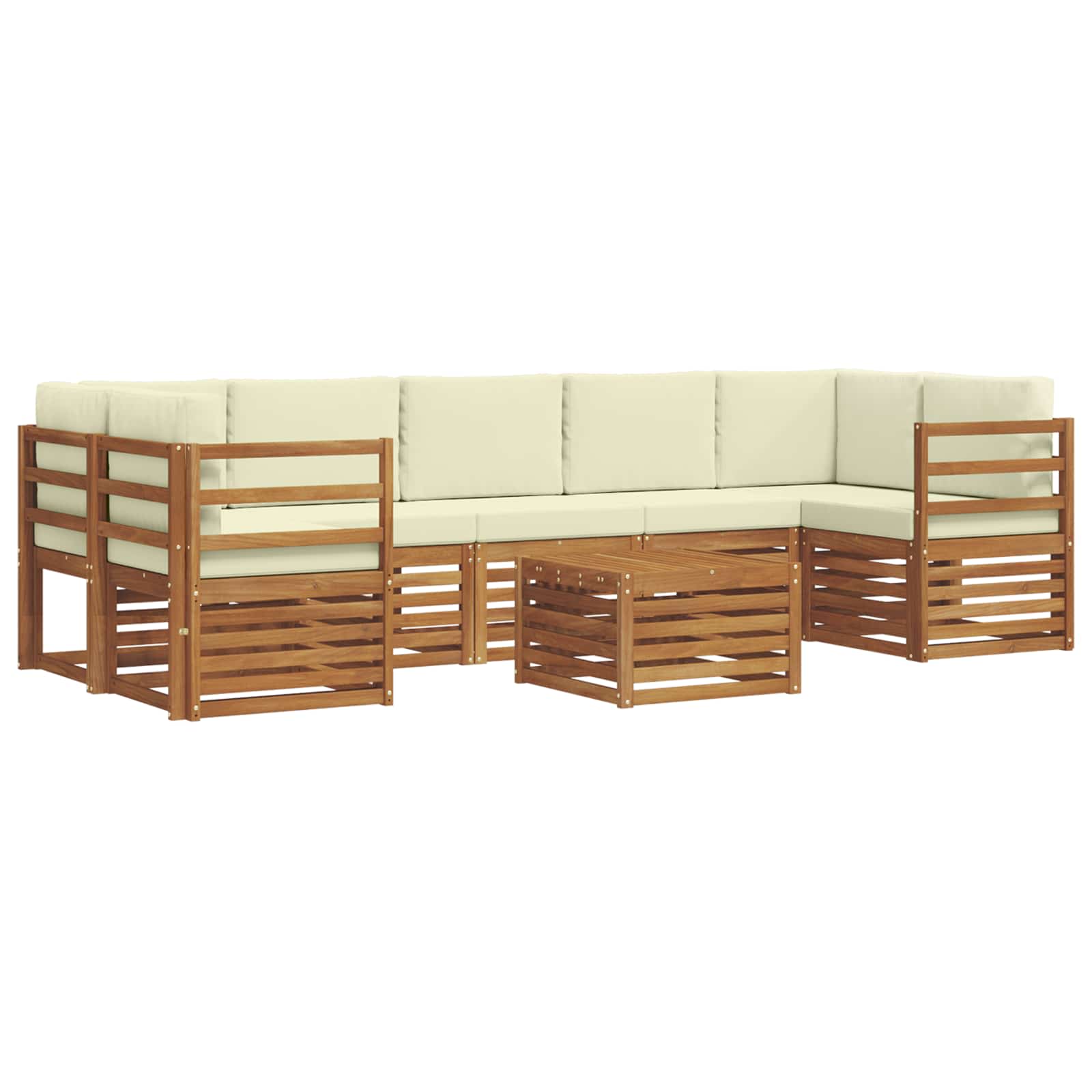 Outdoor-Sofagarnitur 8 pcs Natur und Creme Massivholz Akazie