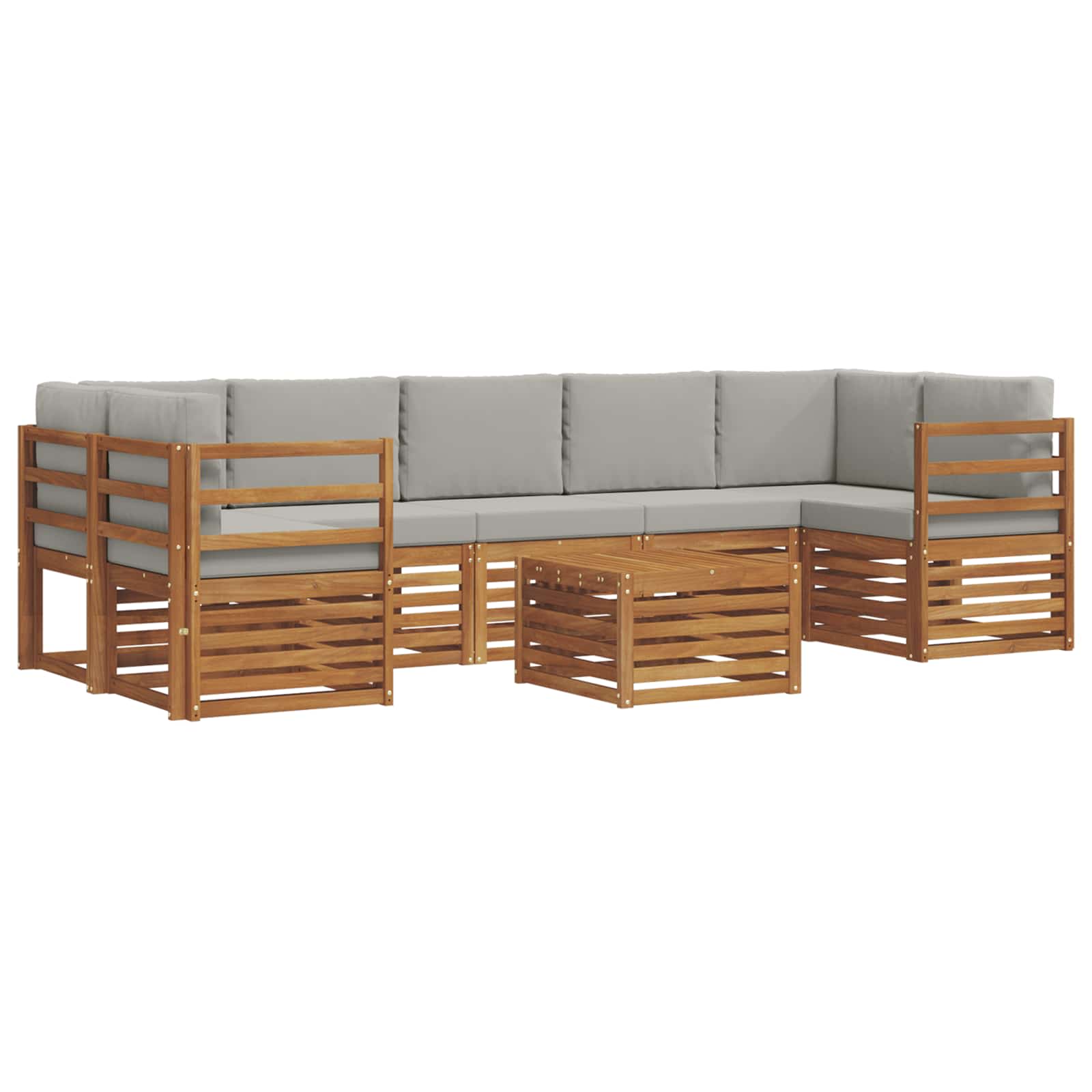 Outdoor-Sofagarnitur mit Kissen 8 pcs Natürlich und Hellgrau