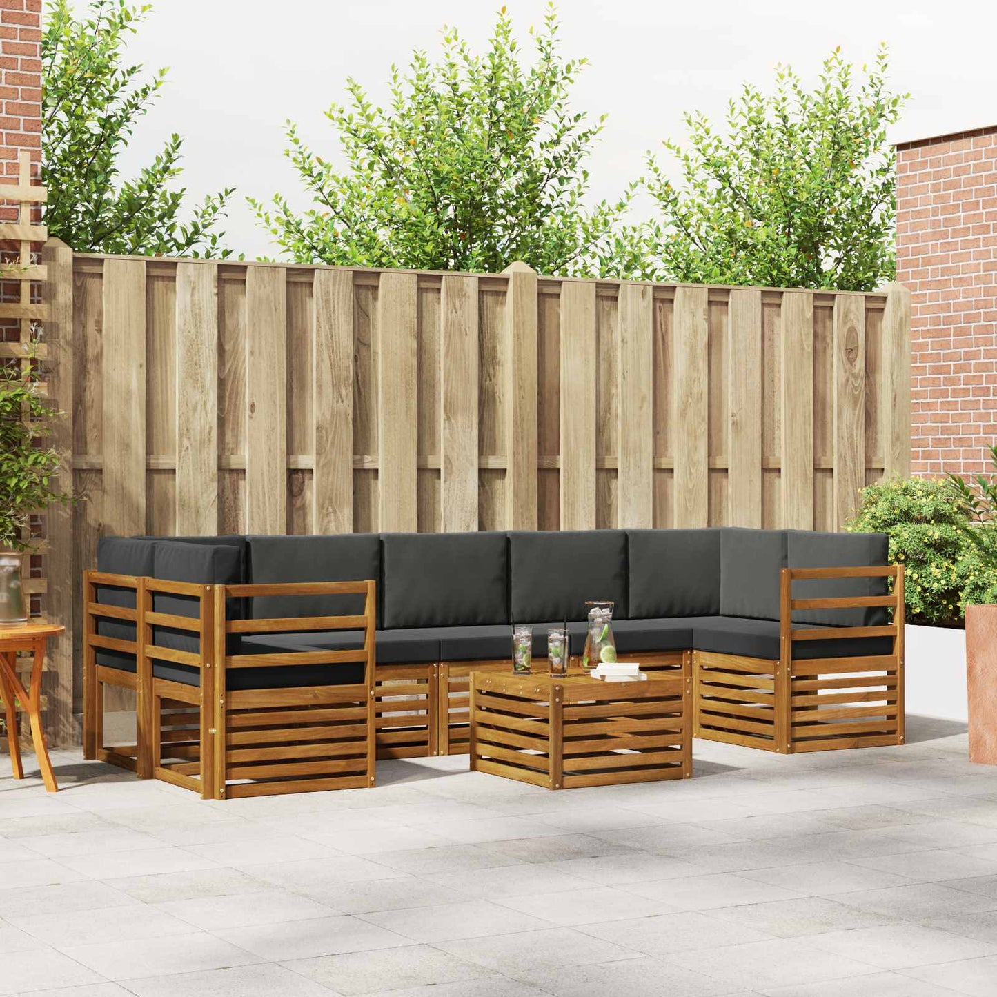Outdoor-Sofagarnitur 8 stk. Natur und Anthrazit
