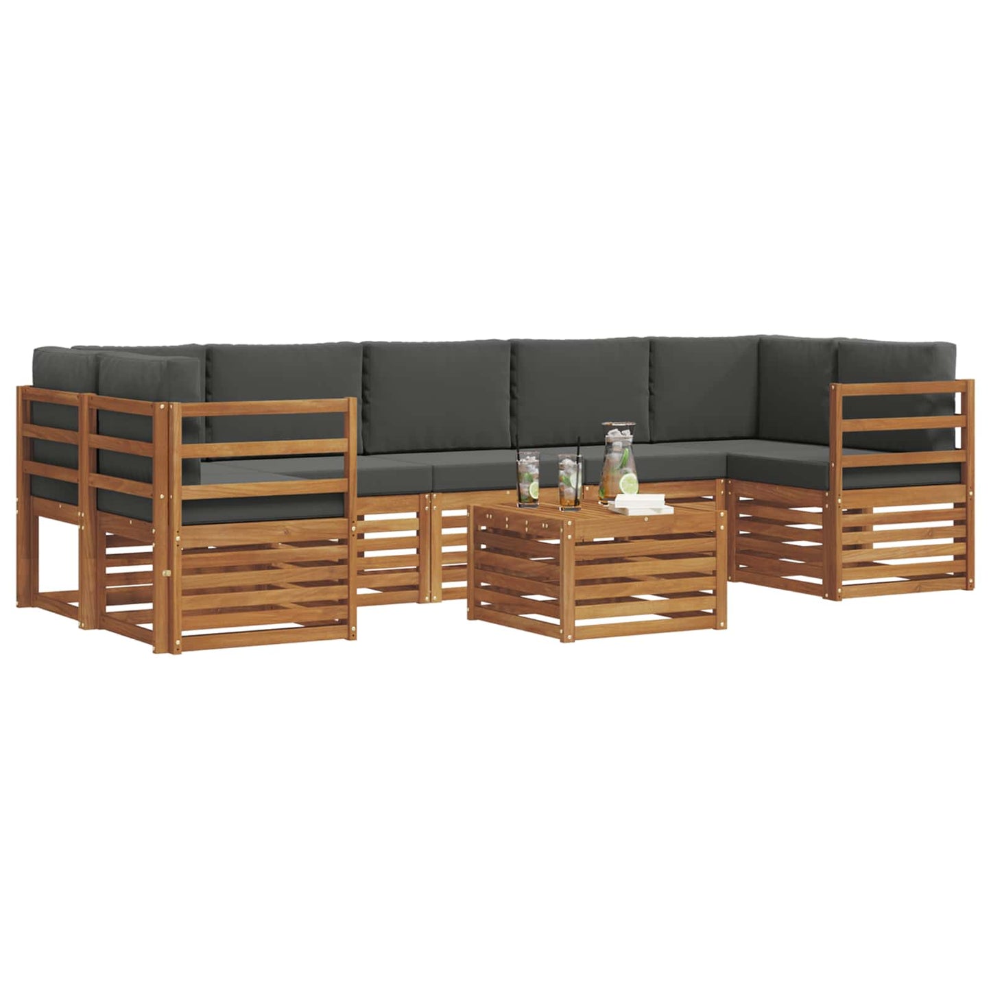 Outdoor-Sofagarnitur 8 stk. Natur und Anthrazit