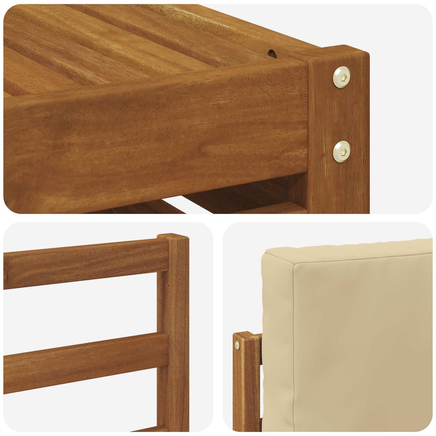 Outdoor-Sofagarnitur 8 stk. Natur und Beige Massivholz Akazie