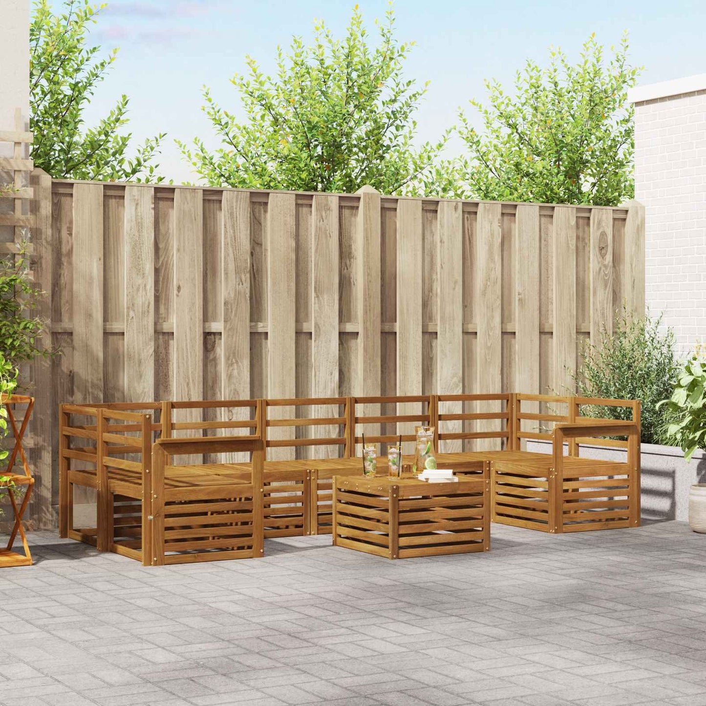Sofagarnituren 8 pcs Natur Massivholz Akazie