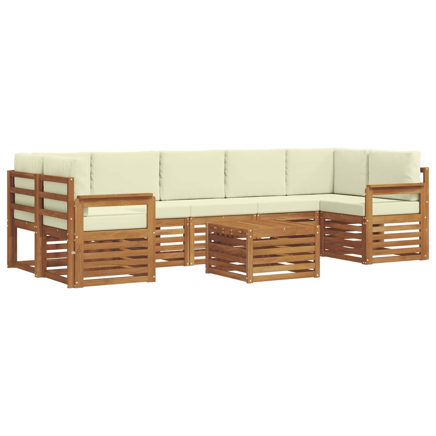 Outdoor-Sofagarnitur 8 pcs Natur und Creme Massivholz Akazie