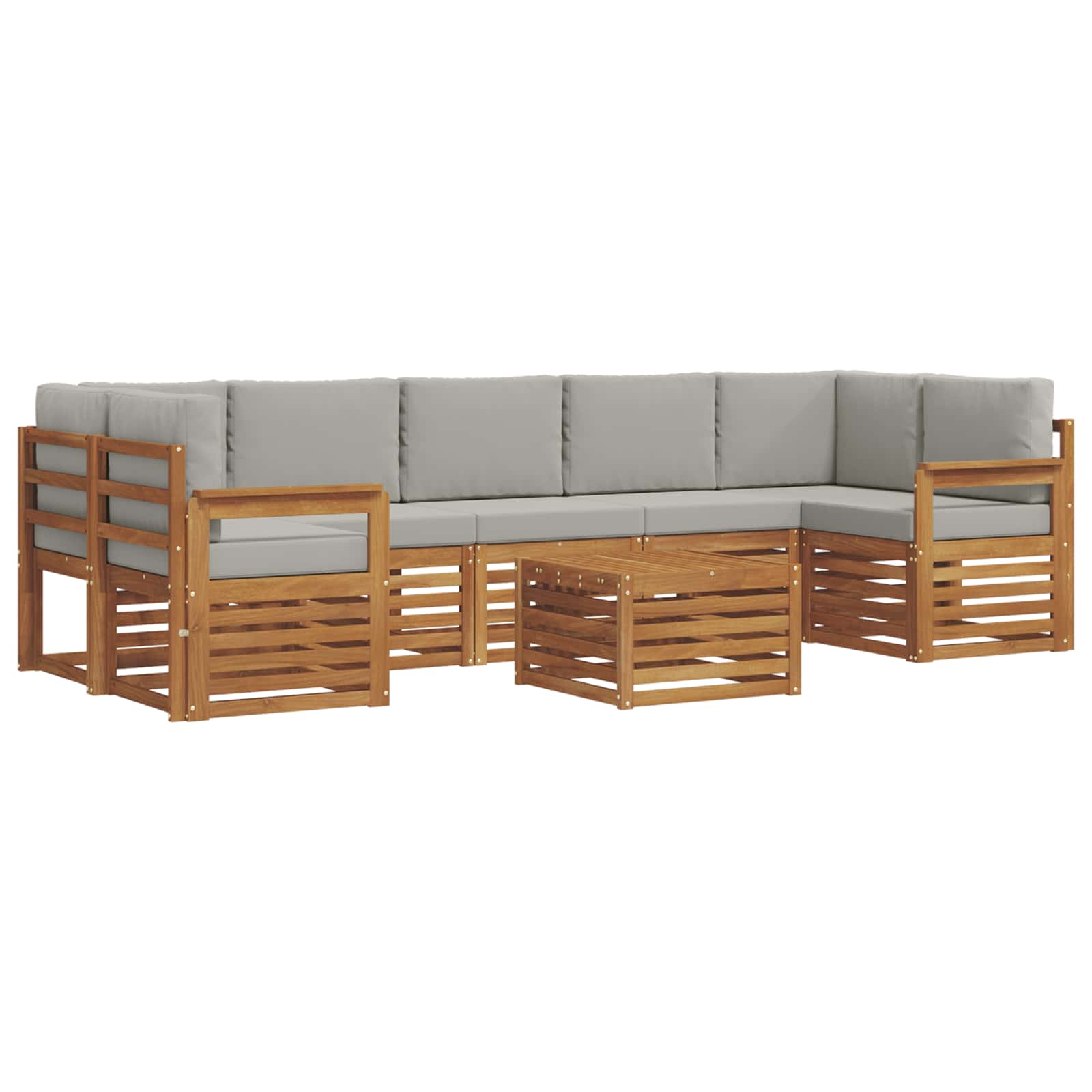 Outdoor-Sofagarnitur mit Kissen 8 pcs Natürlich und Hellgrau